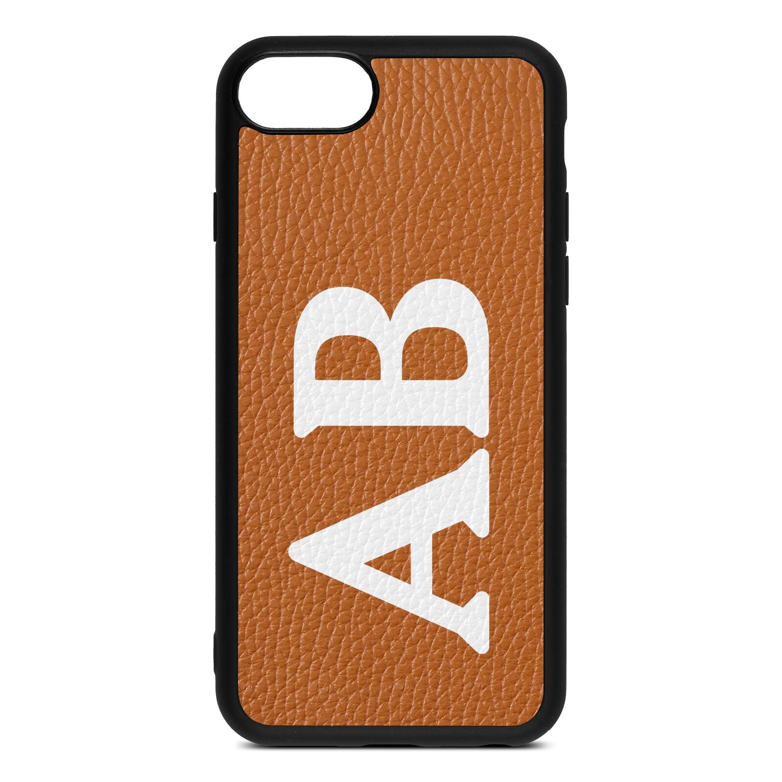 Serif Initials Tan Pebble Leather iPhone 8 Case