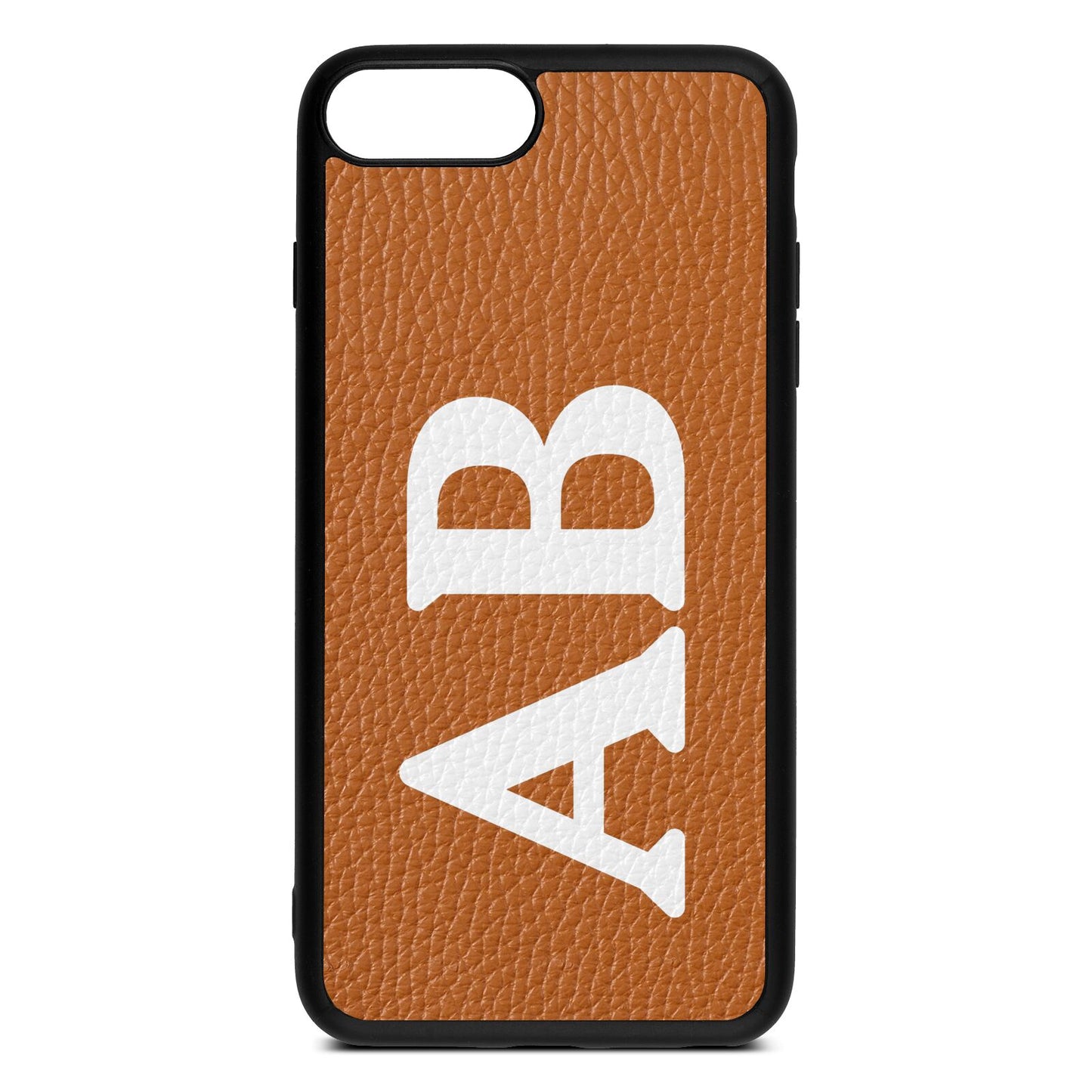 Serif Initials Tan Pebble Leather iPhone 8 Plus Case