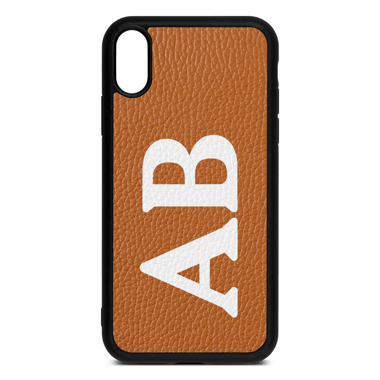 Serif Initials Tan Pebble Leather iPhone Xr Case