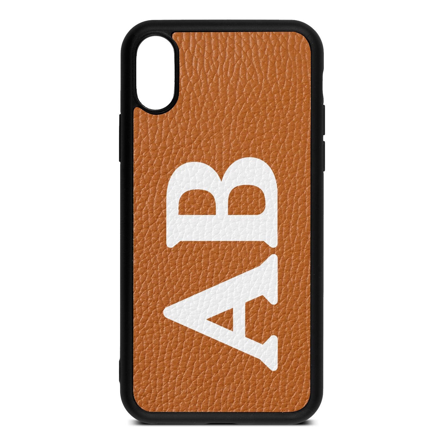 Serif Initials Tan Pebble Leather iPhone Xs Case