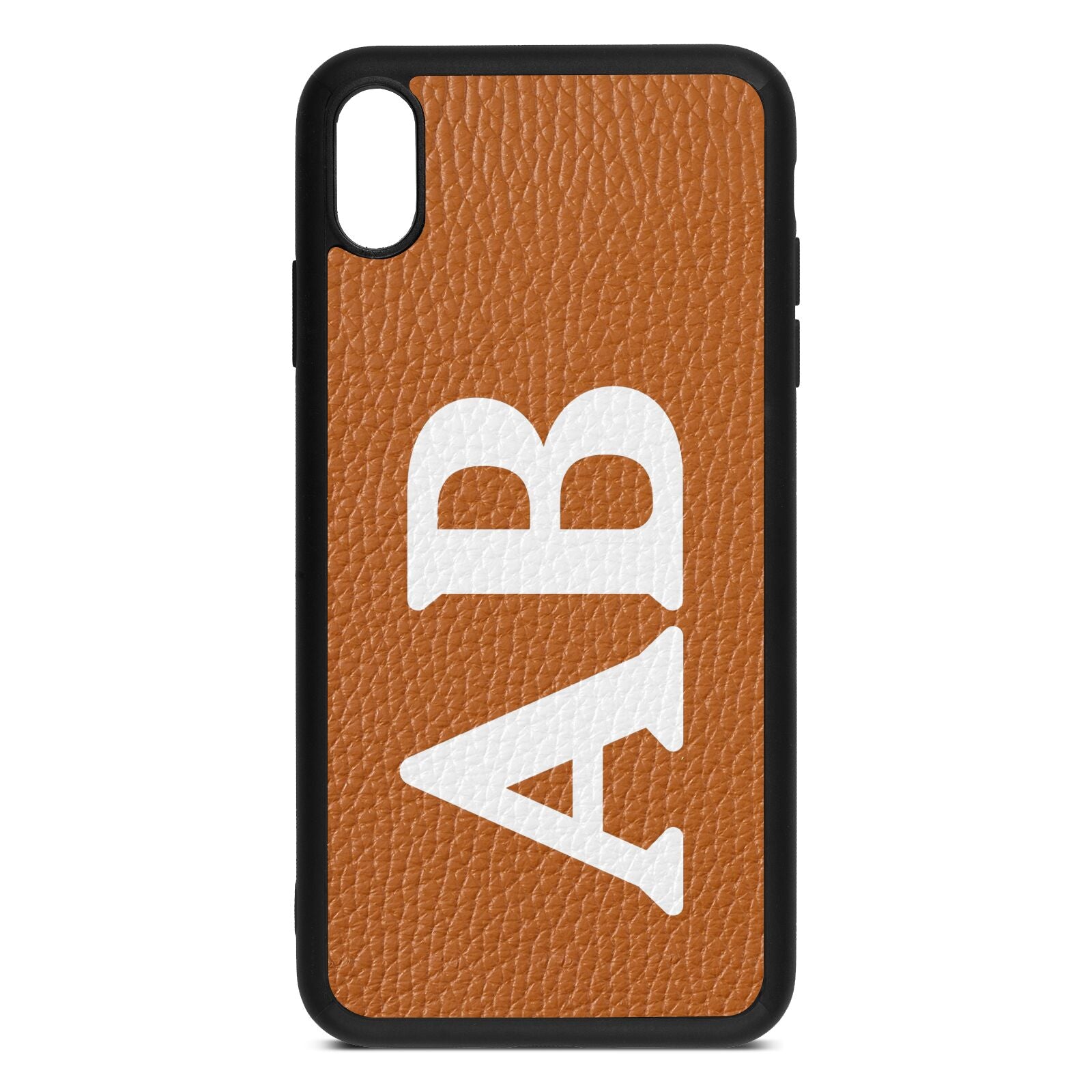 Serif Initials Tan Pebble Leather iPhone Xs Max Case