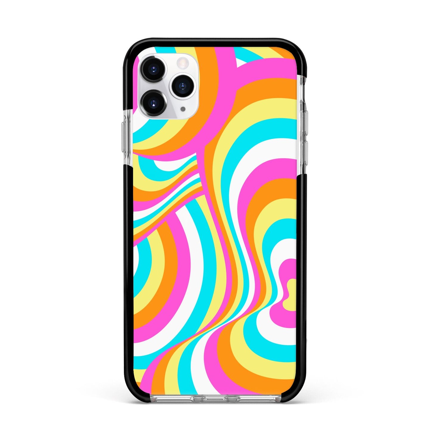 Seventies Abstract Apple iPhone 11 Pro Max in Silver with Black Impact Case