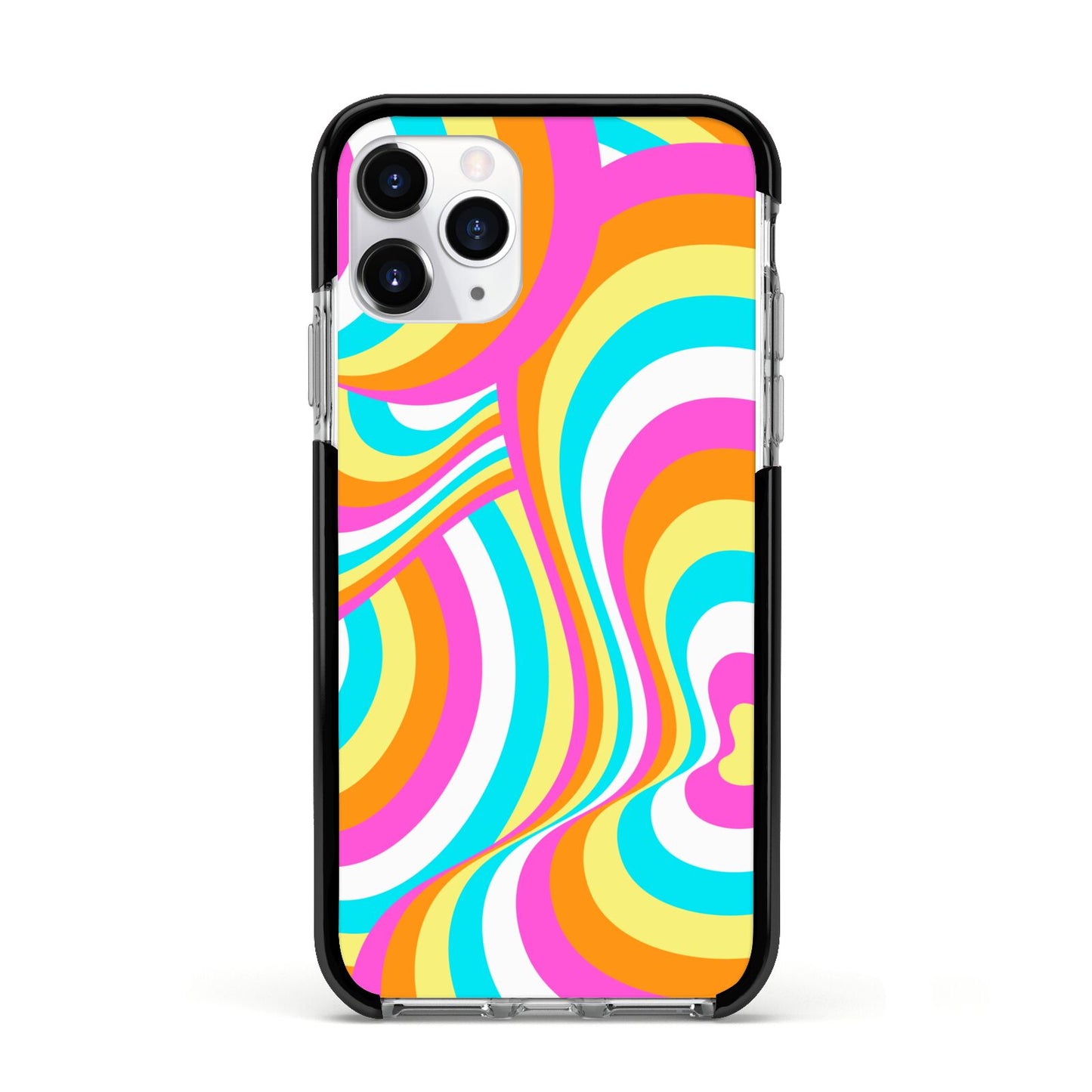 Seventies Abstract Apple iPhone 11 Pro in Silver with Black Impact Case