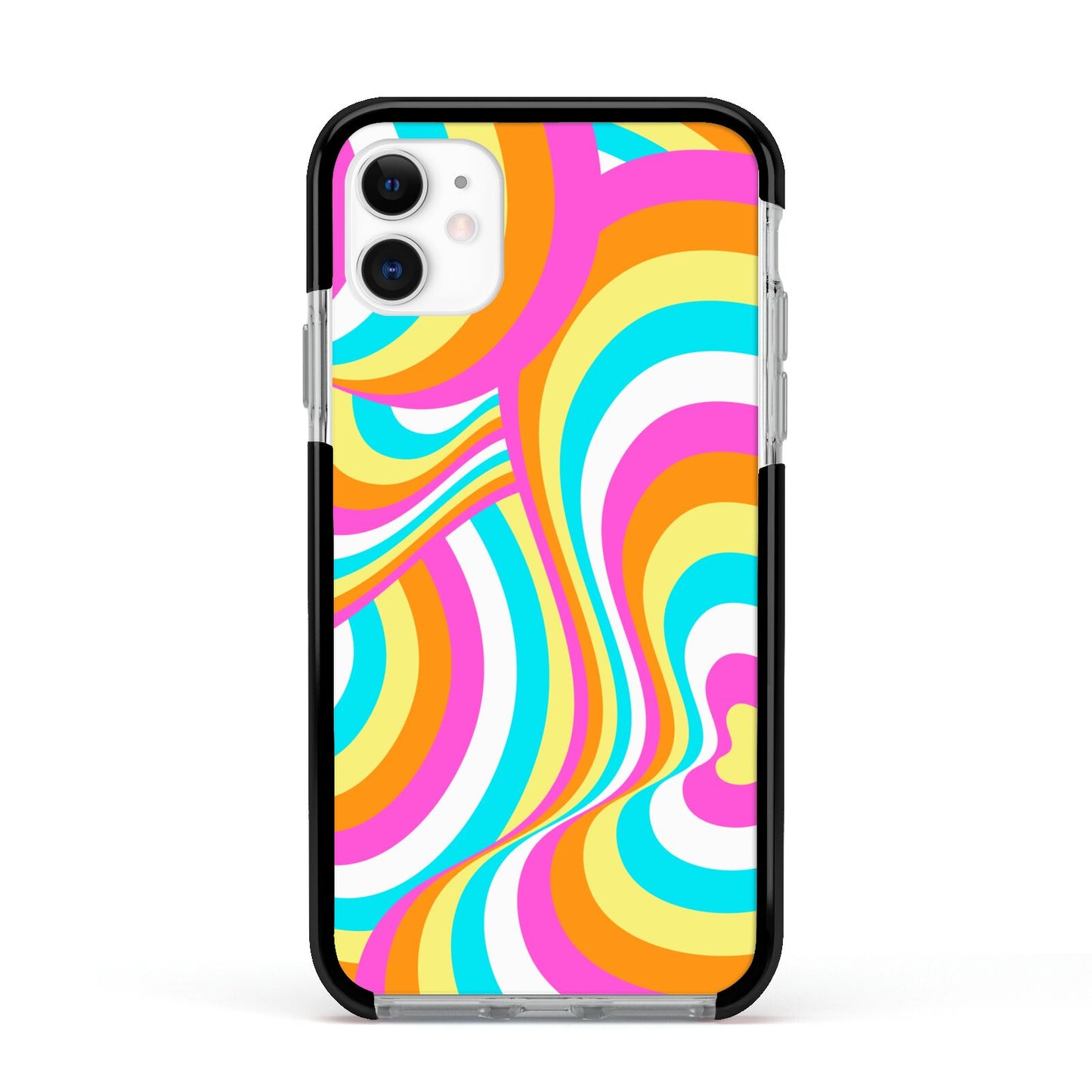 Seventies Abstract Apple iPhone 11 in White with Black Impact Case