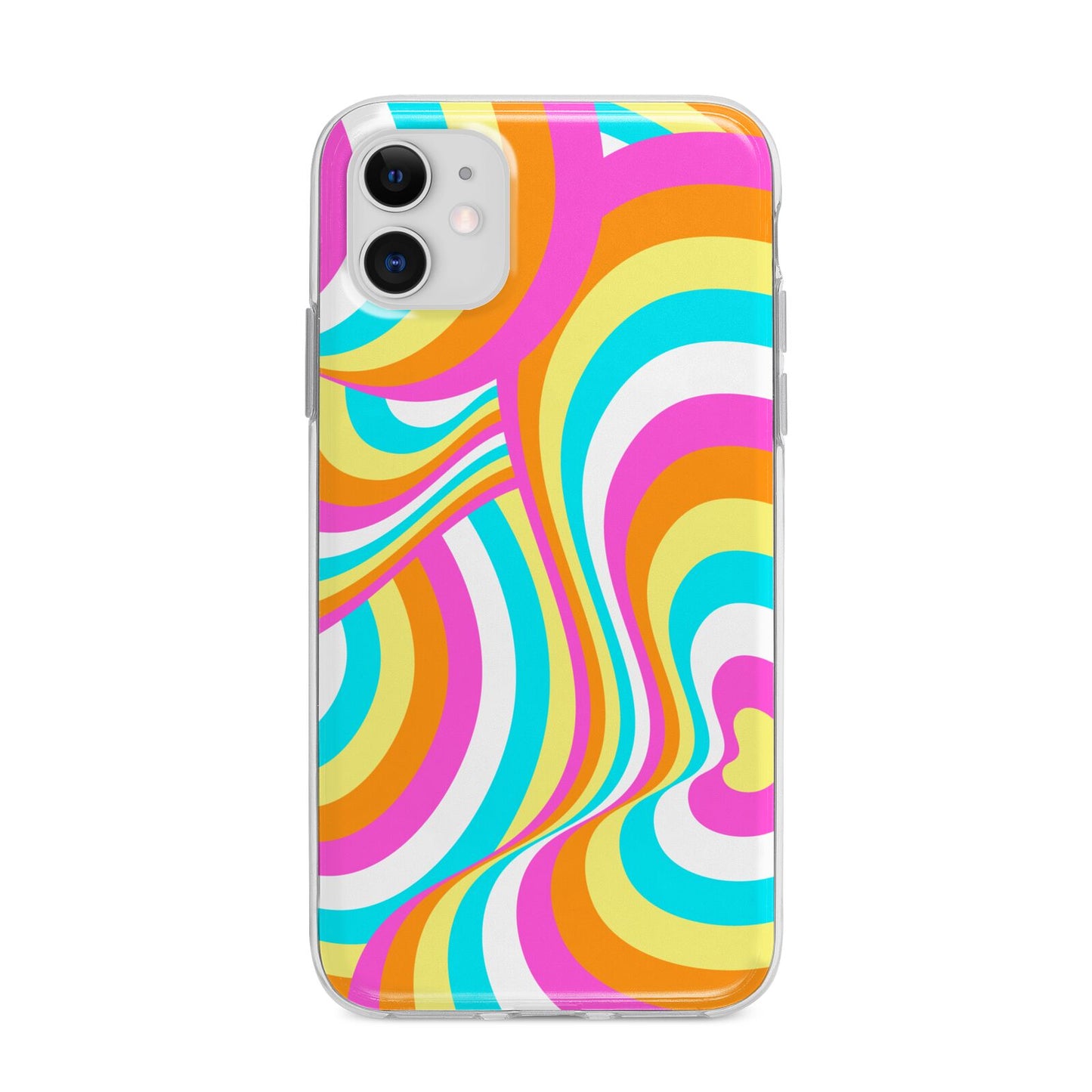 Seventies Abstract Apple iPhone 11 in White with Bumper Case