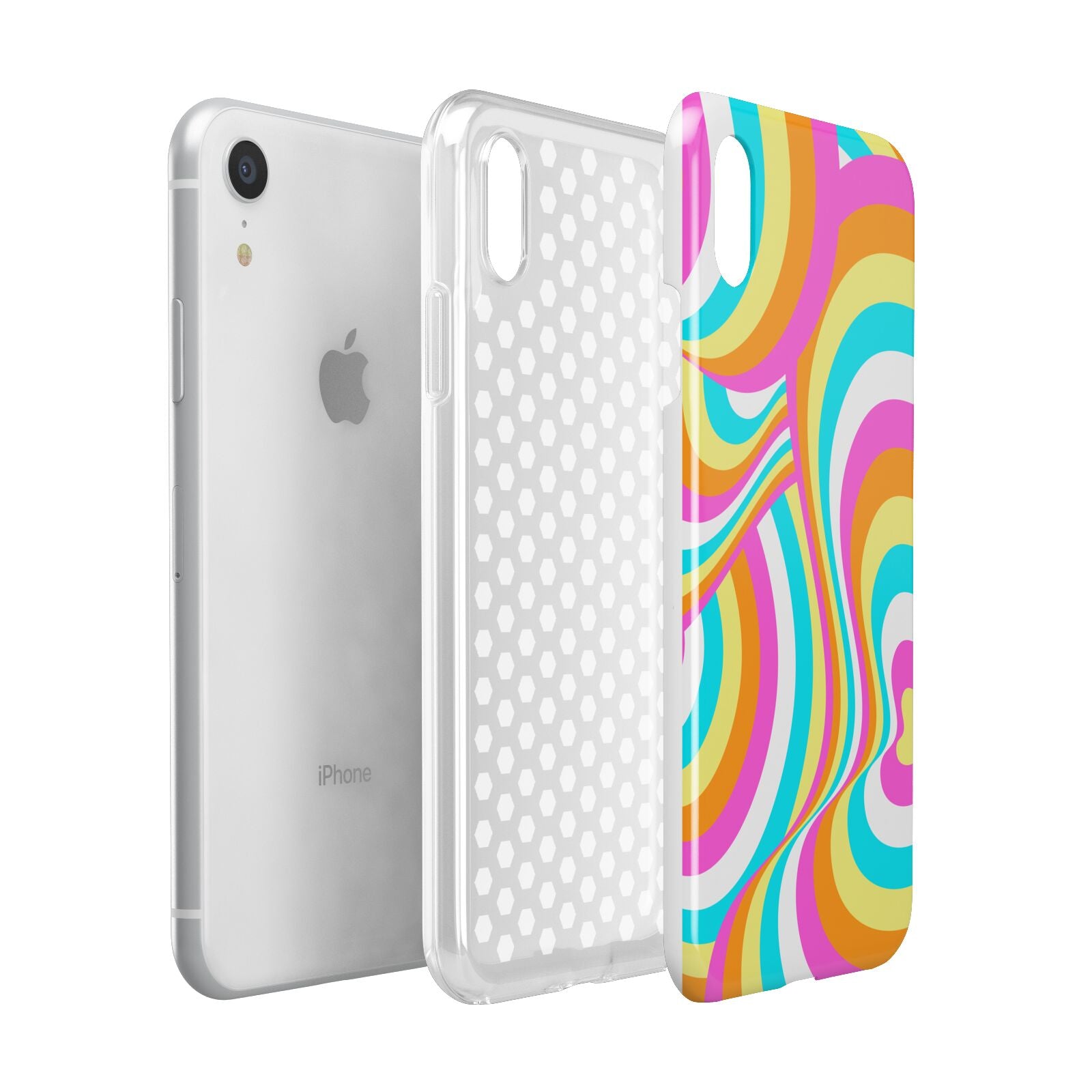 Seventies Abstract Apple iPhone XR White 3D Tough Case Expanded view