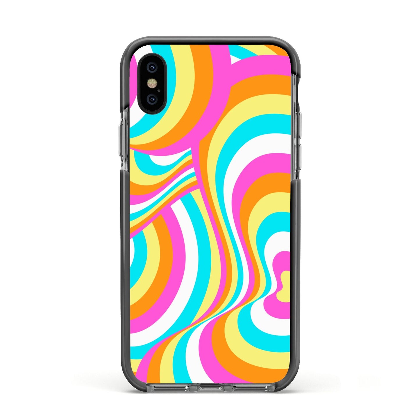 Seventies Abstract Apple iPhone Xs Impact Case Black Edge on Black Phone