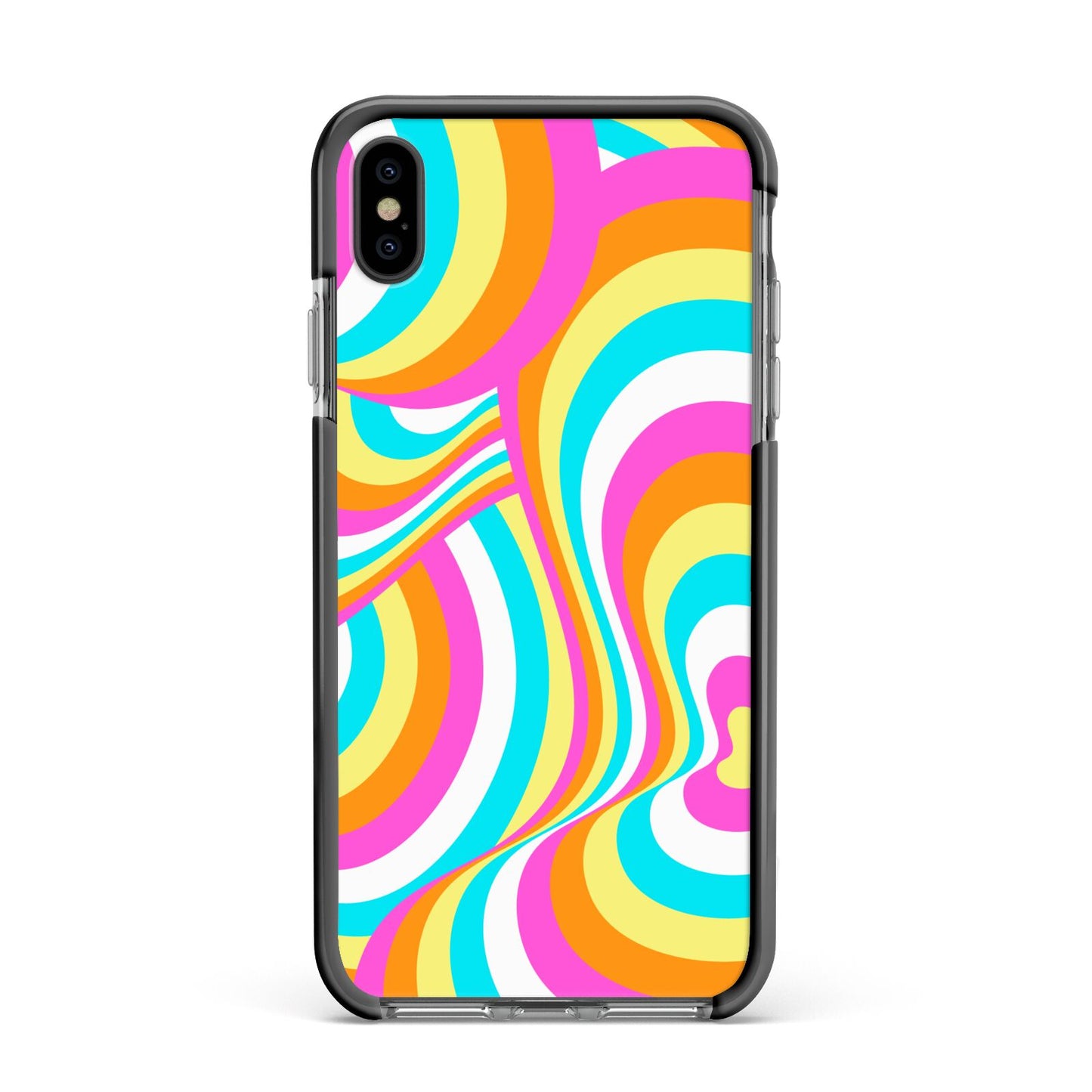 Seventies Abstract Apple iPhone Xs Max Impact Case Black Edge on Black Phone