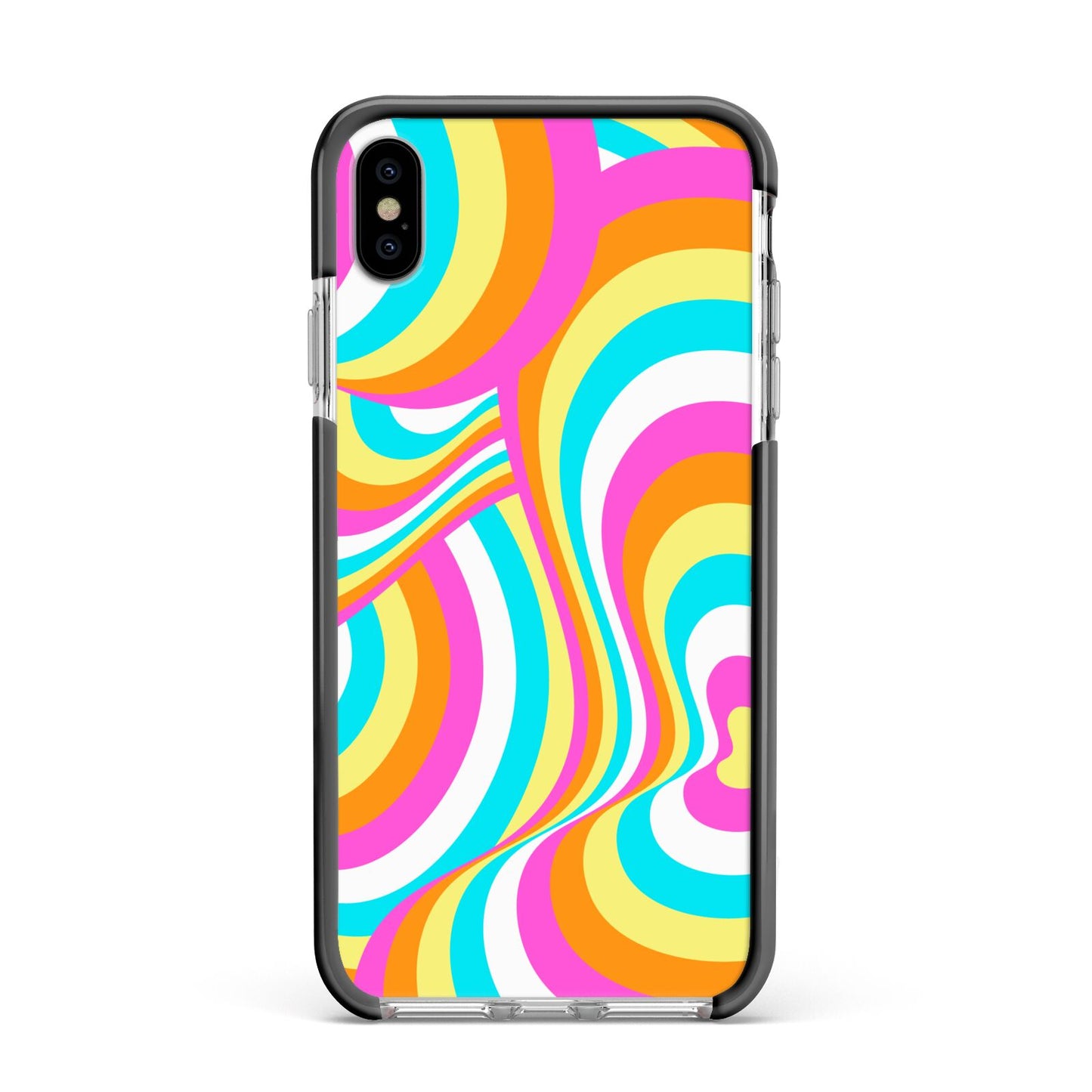 Seventies Abstract Apple iPhone Xs Max Impact Case Black Edge on Silver Phone