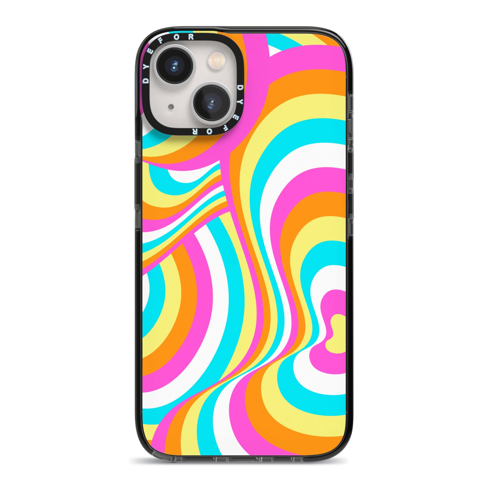 Seventies Abstract iPhone 13 Black Impact Case on Silver phone