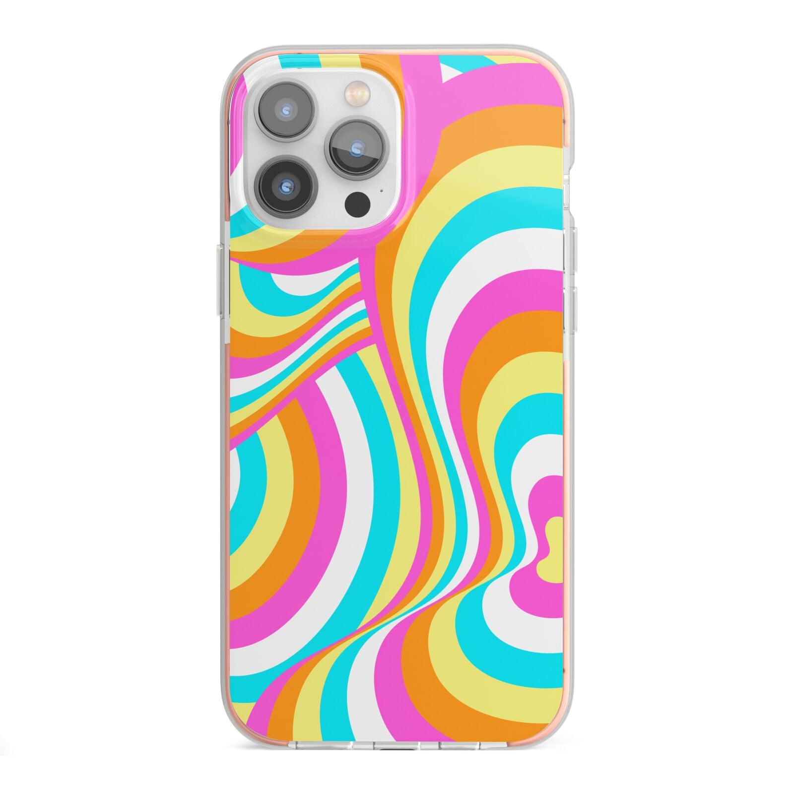 Seventies Abstract iPhone 13 Pro Max TPU Impact Case with Pink Edges