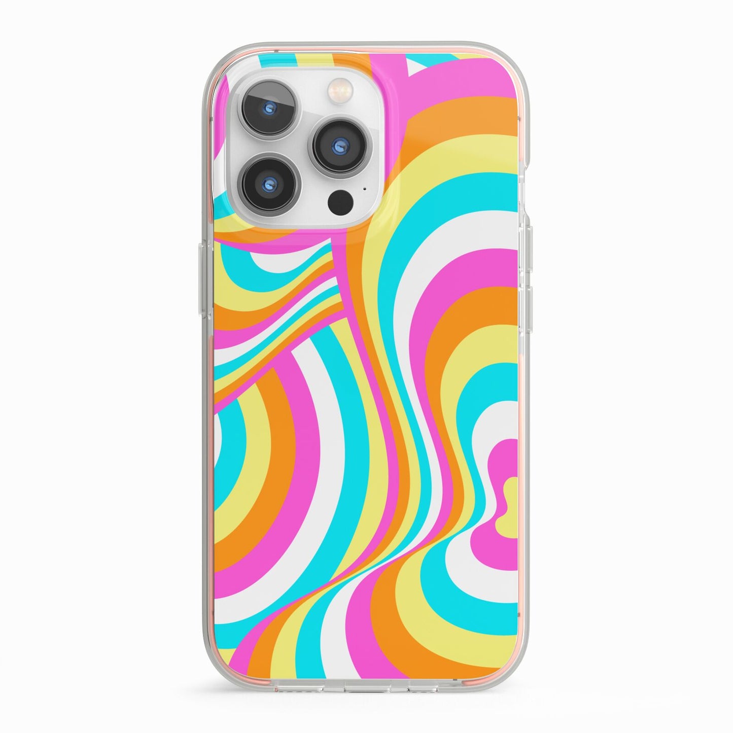 Seventies Abstract iPhone 13 Pro TPU Impact Case with Pink Edges