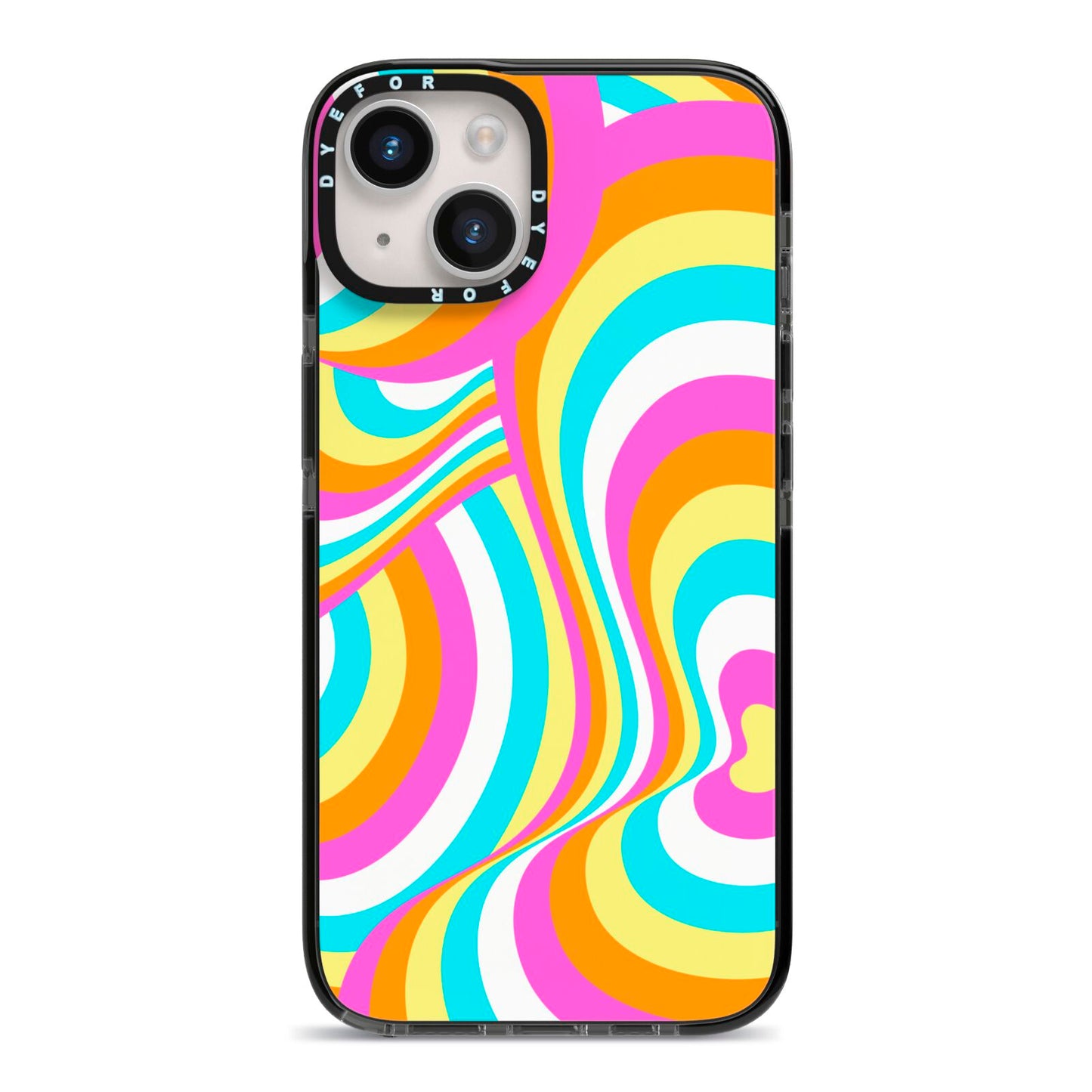 Seventies Abstract iPhone 14 Black Impact Case on Silver phone