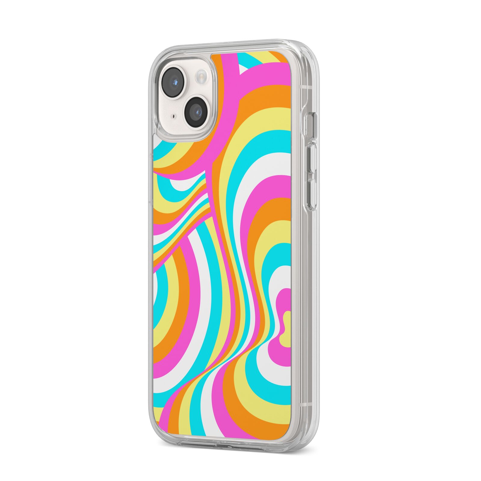 Seventies Abstract iPhone 14 Plus Clear Tough Case Starlight Angled Image