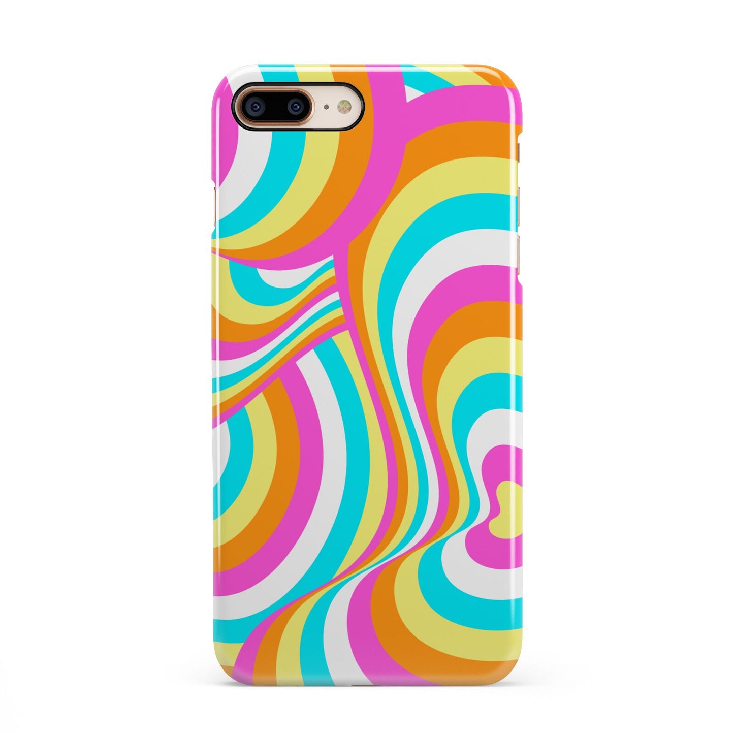 Seventies Abstract iPhone 8 Plus 3D Snap Case on Gold Phone