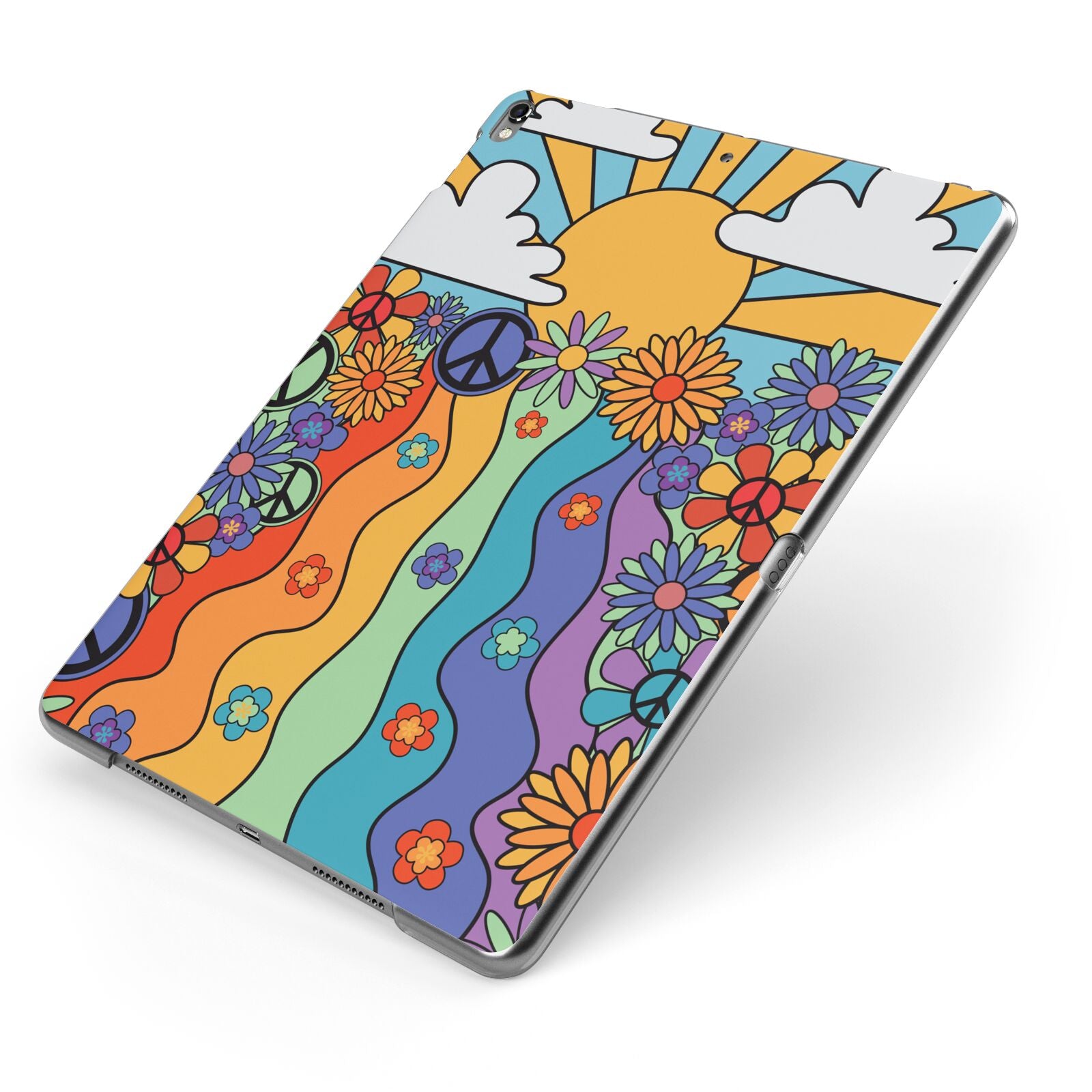 Seventies Groovy Retro Apple iPad Case on Grey iPad Side View