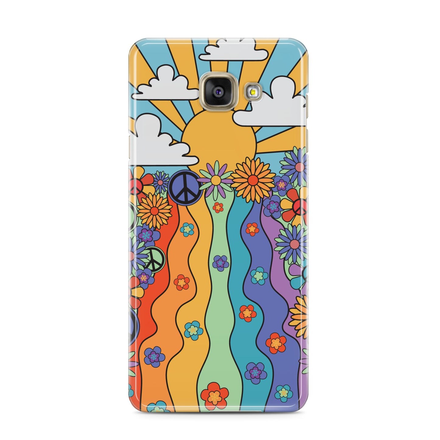 Seventies Groovy Retro Samsung Galaxy A3 2016 Case on gold phone