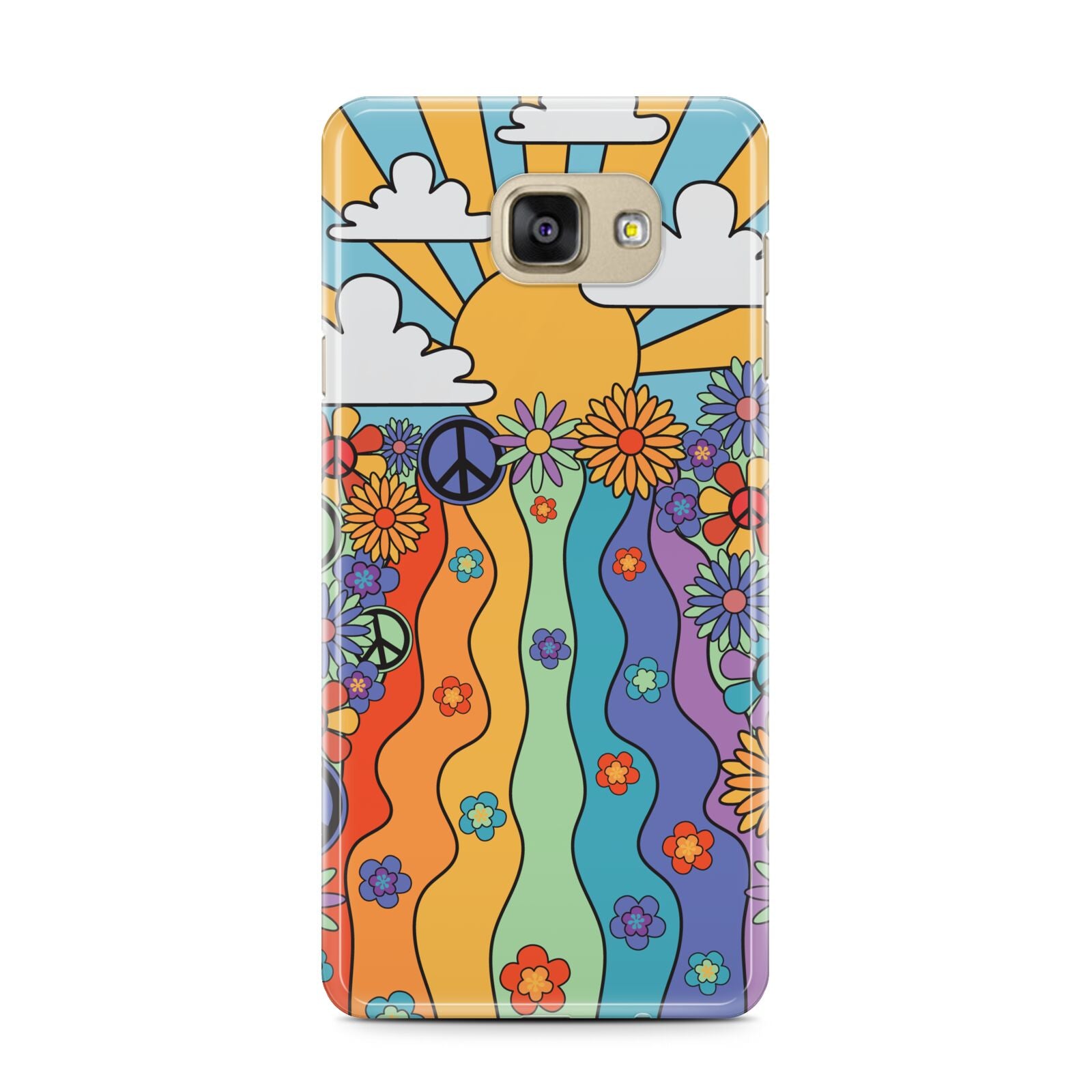 Seventies Groovy Retro Samsung Galaxy A7 2016 Case on gold phone