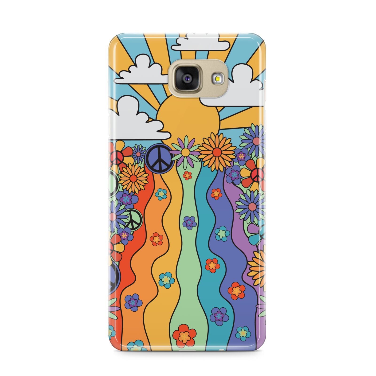 Seventies Groovy Retro Samsung Galaxy A9 2016 Case on gold phone