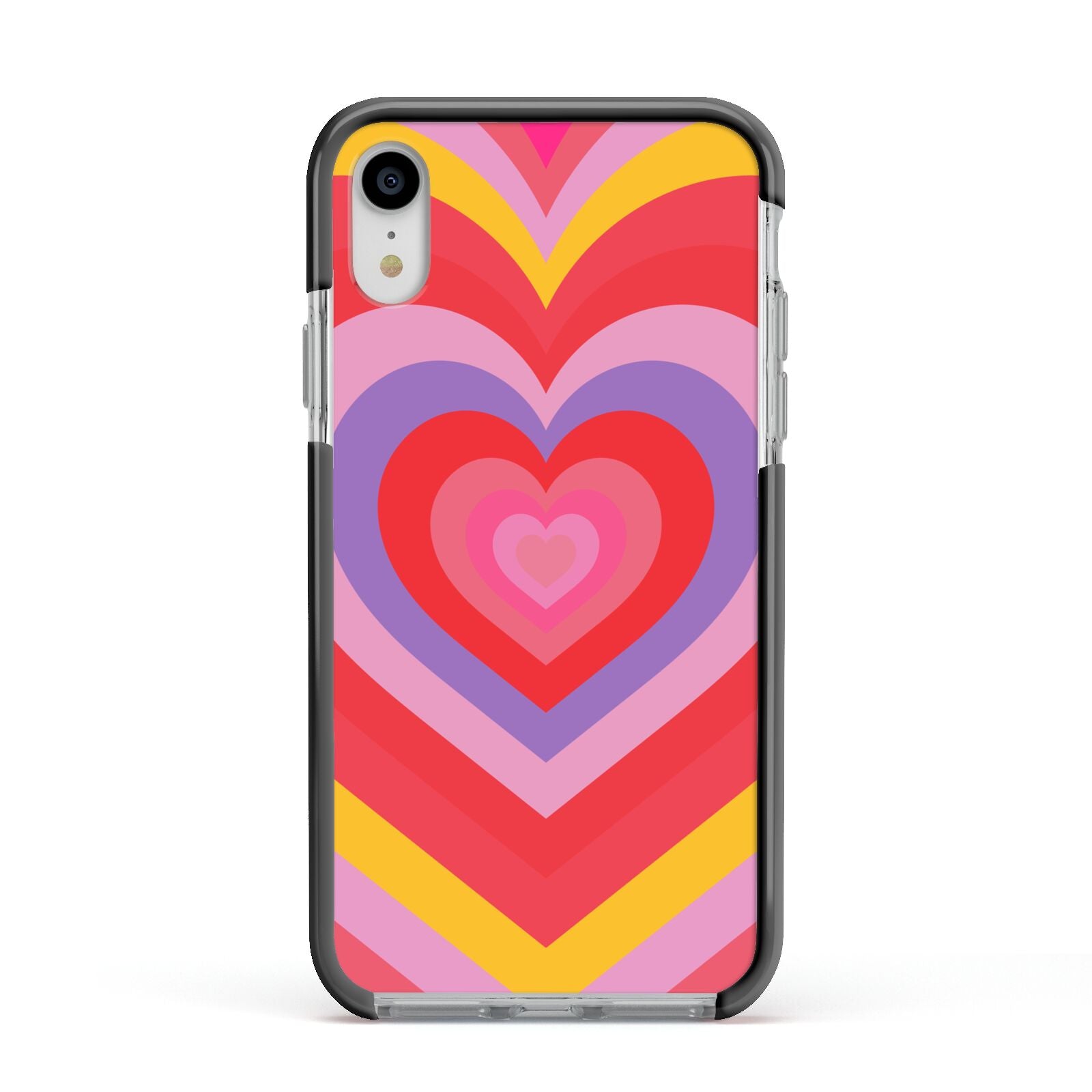 Seventies Heart Apple iPhone XR Impact Case Black Edge on Silver Phone