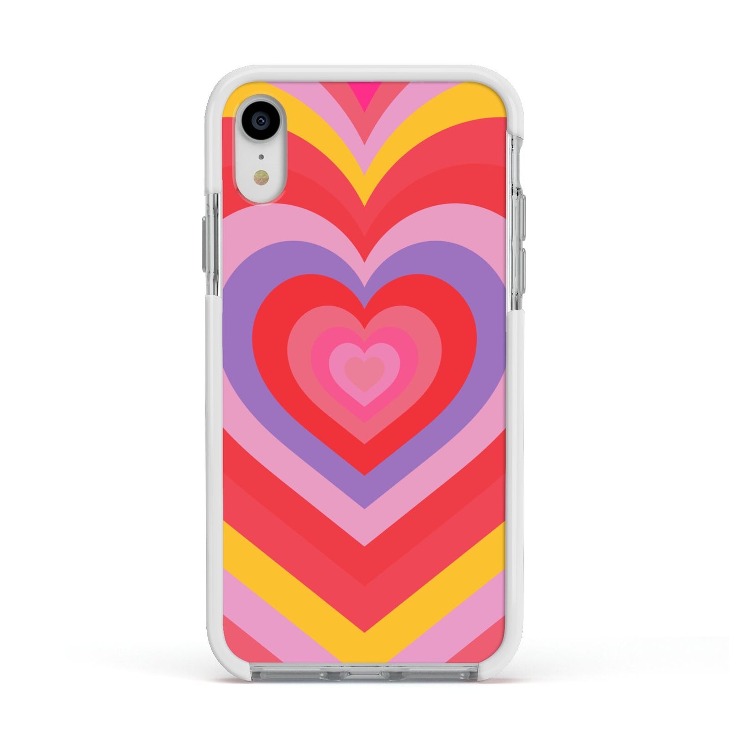 Seventies Heart Apple iPhone XR Impact Case White Edge on Silver Phone