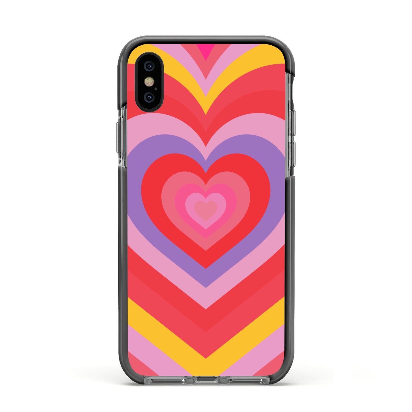 Seventies Heart Apple iPhone Xs Impact Case Black Edge on Black Phone