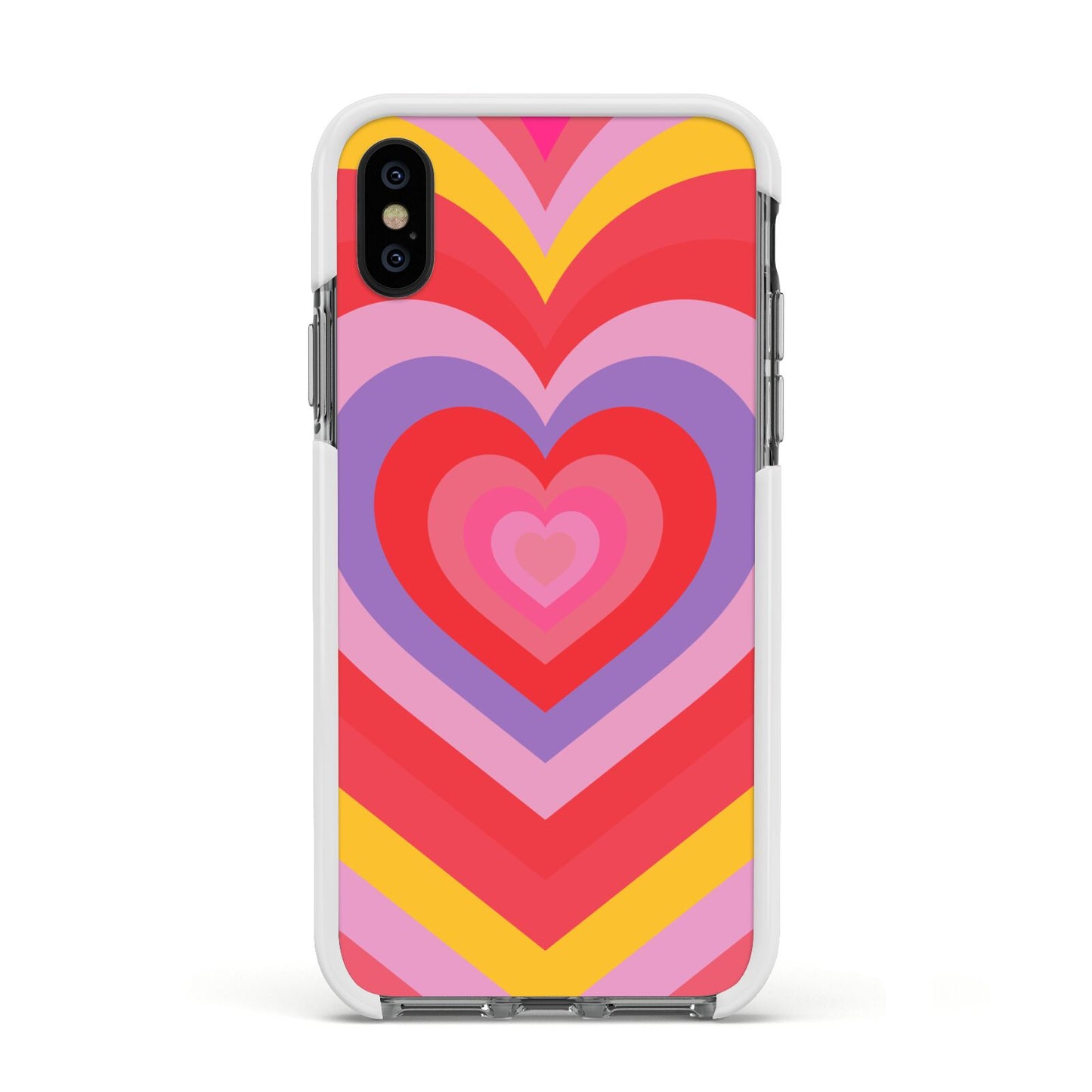 Seventies Heart Apple iPhone Xs Impact Case White Edge on Black Phone