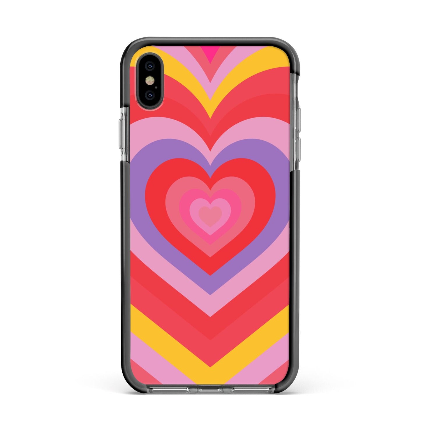 Seventies Heart Apple iPhone Xs Max Impact Case Black Edge on Black Phone