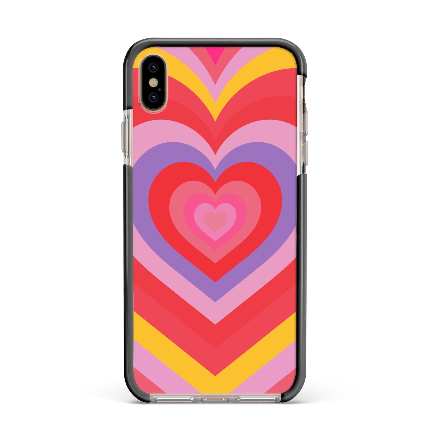 Seventies Heart Apple iPhone Xs Max Impact Case Black Edge on Gold Phone