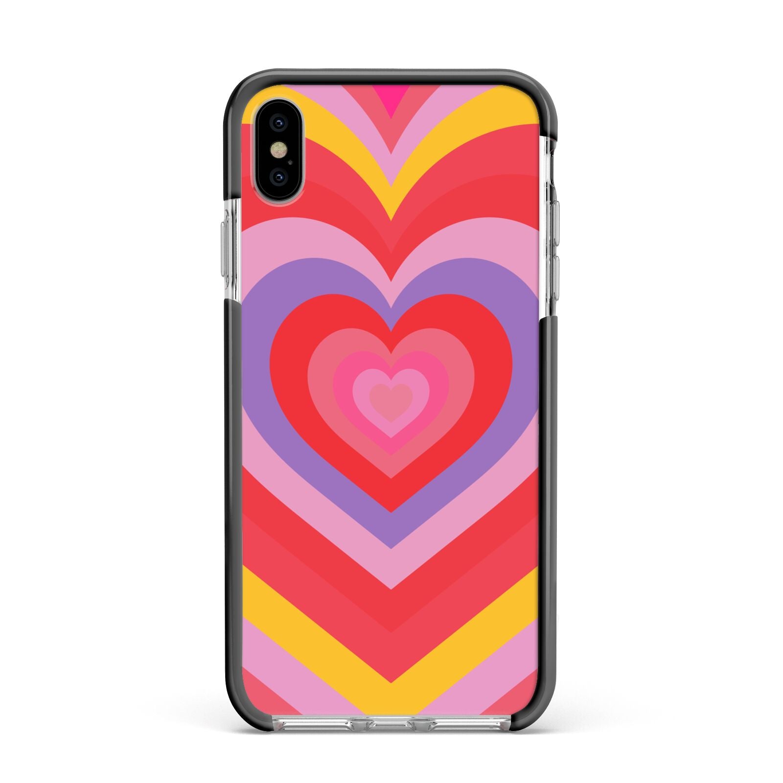 Seventies Heart Apple iPhone Xs Max Impact Case Black Edge on Silver Phone