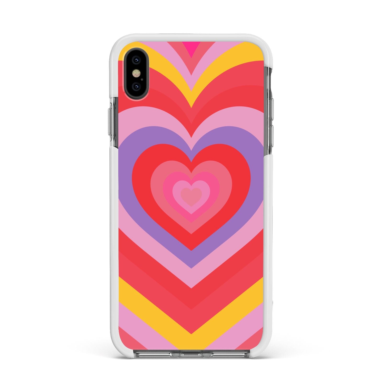 Seventies Heart Apple iPhone Xs Max Impact Case White Edge on Black Phone