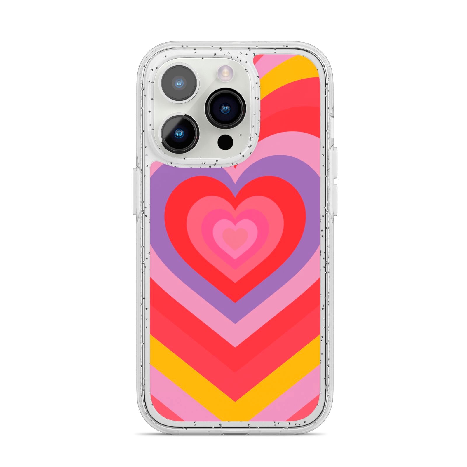 Seventies Heart iPhone 14 Pro Glitter Tough Case Silver