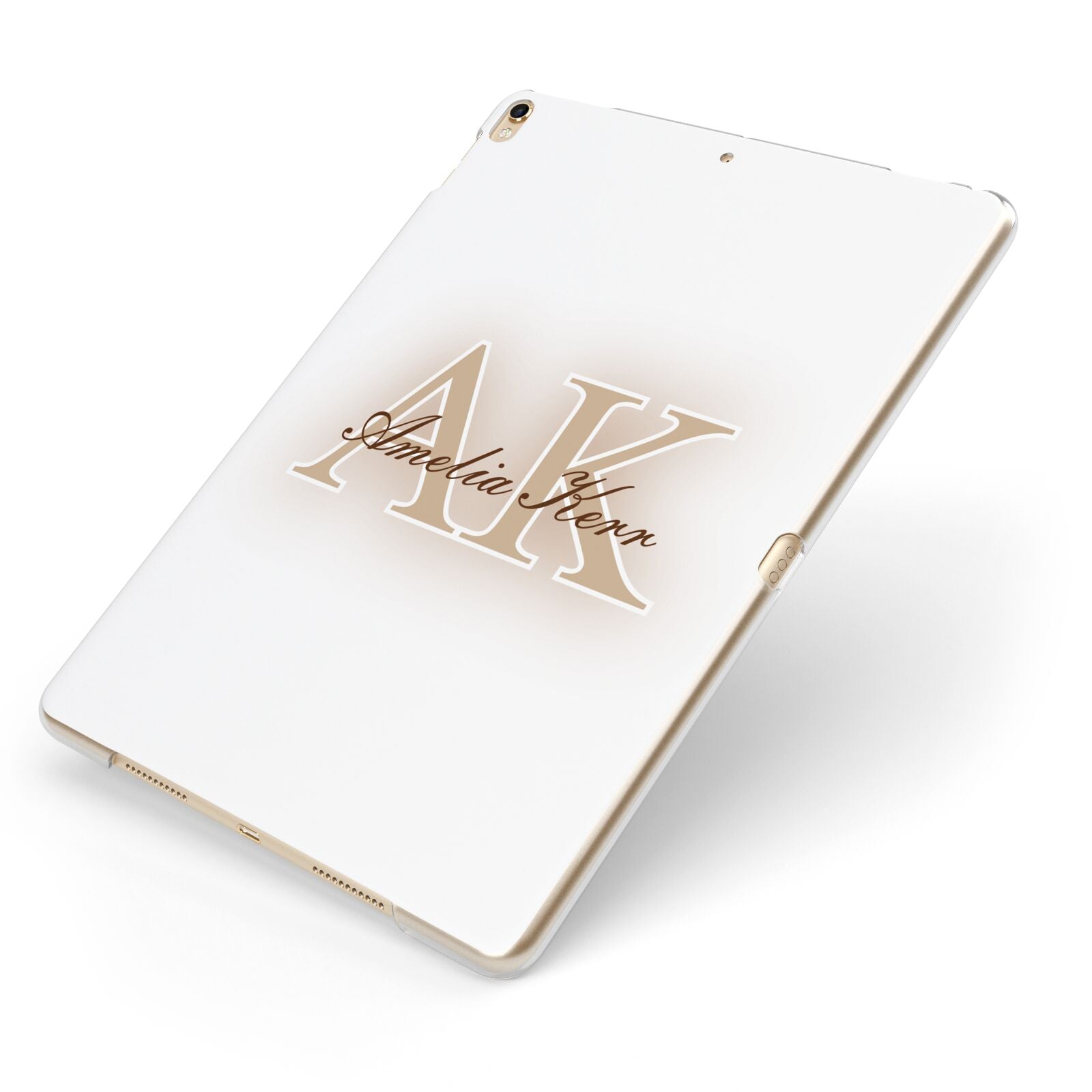 Shadow Initial Personalised Apple iPad Case on Gold iPad Side View