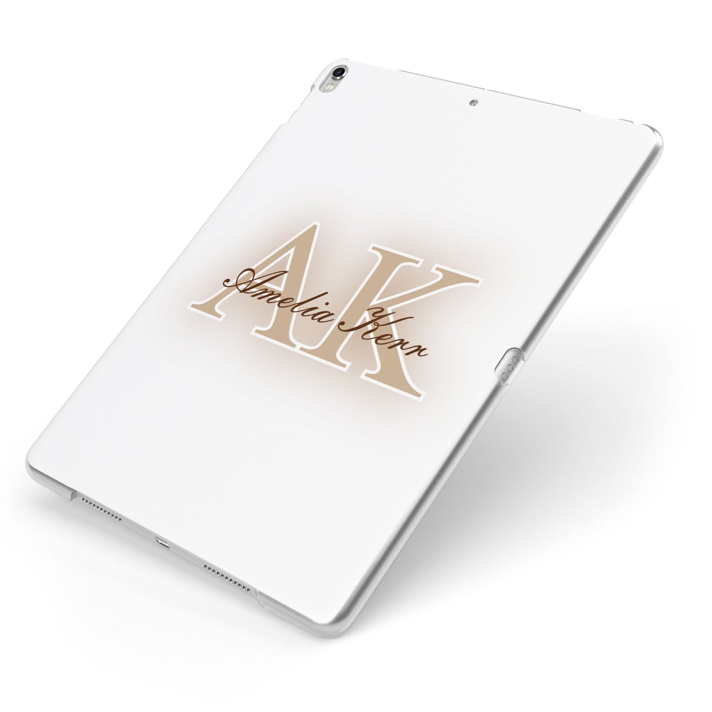 Shadow Initial Personalised Apple iPad Case on Silver iPad Side View