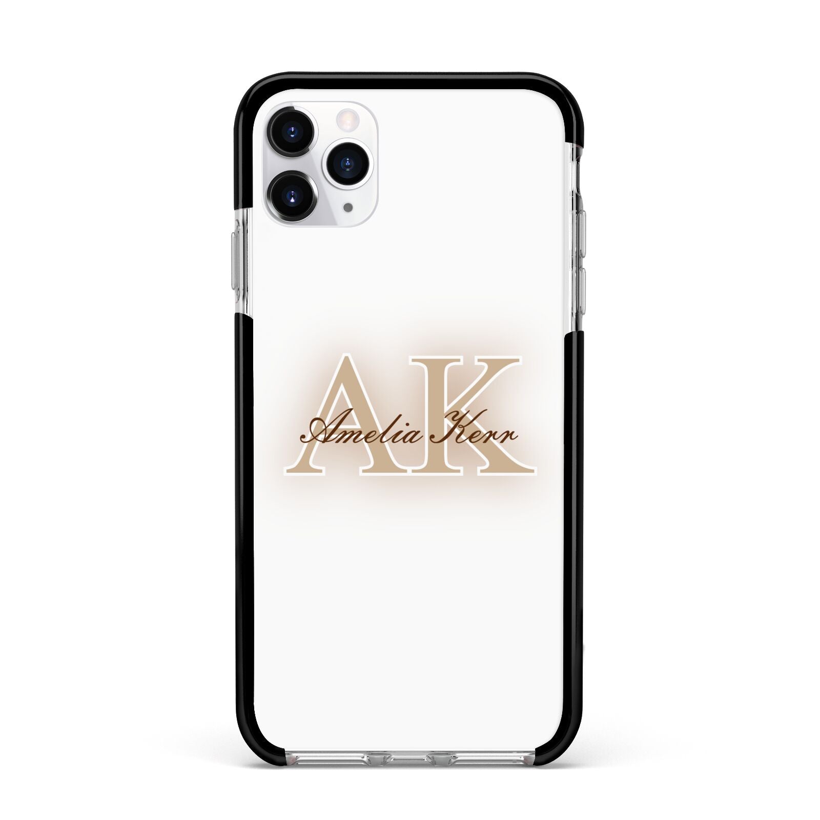 Shadow Initial Personalised Apple iPhone 11 Pro Max in Silver with Black Impact Case