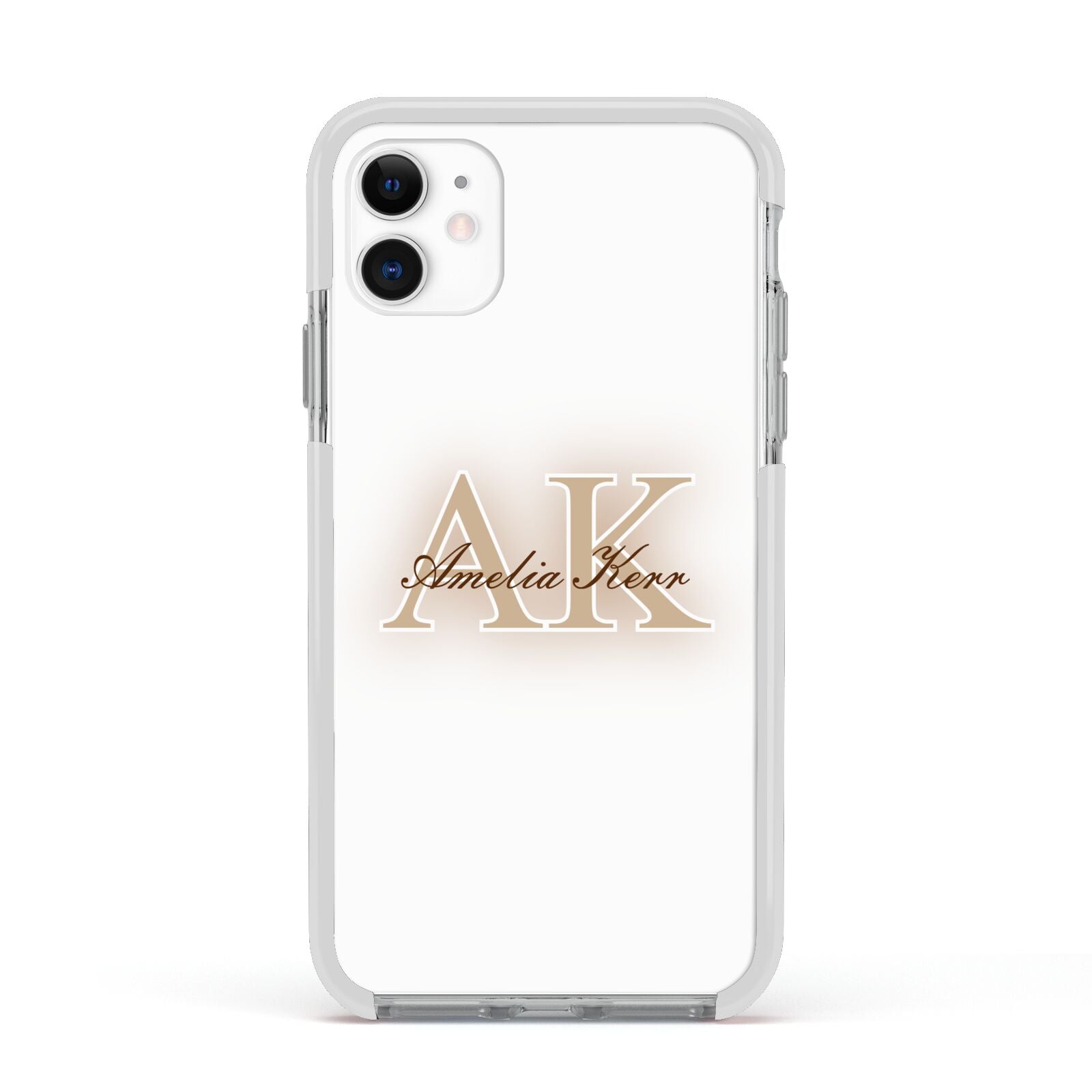 Shadow Initial Personalised Apple iPhone 11 in White with White Impact Case