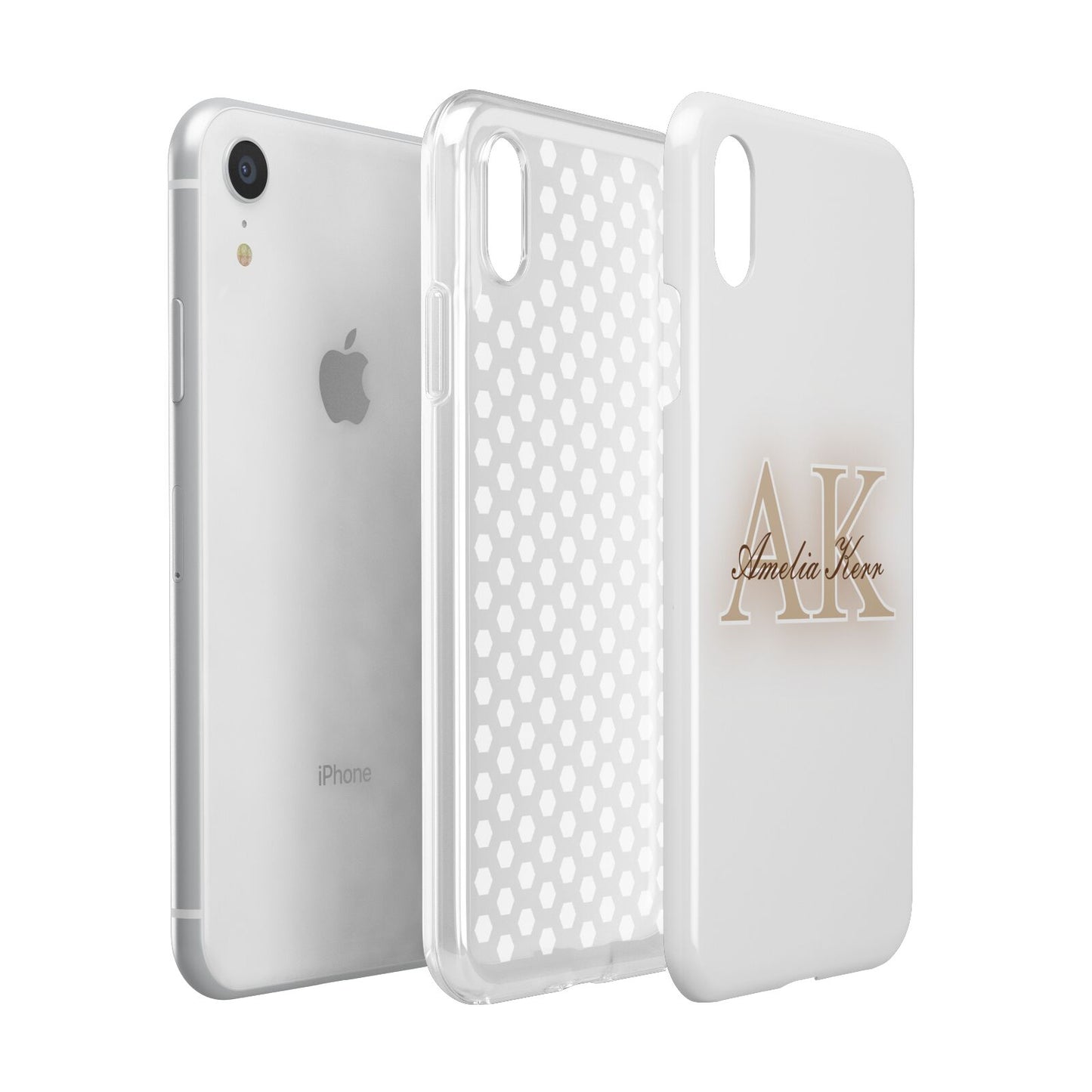 Shadow Initial Personalised Apple iPhone XR White 3D Tough Case Expanded view