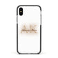 Shadow Initial Personalised Apple iPhone Xs Impact Case Black Edge on Silver Phone