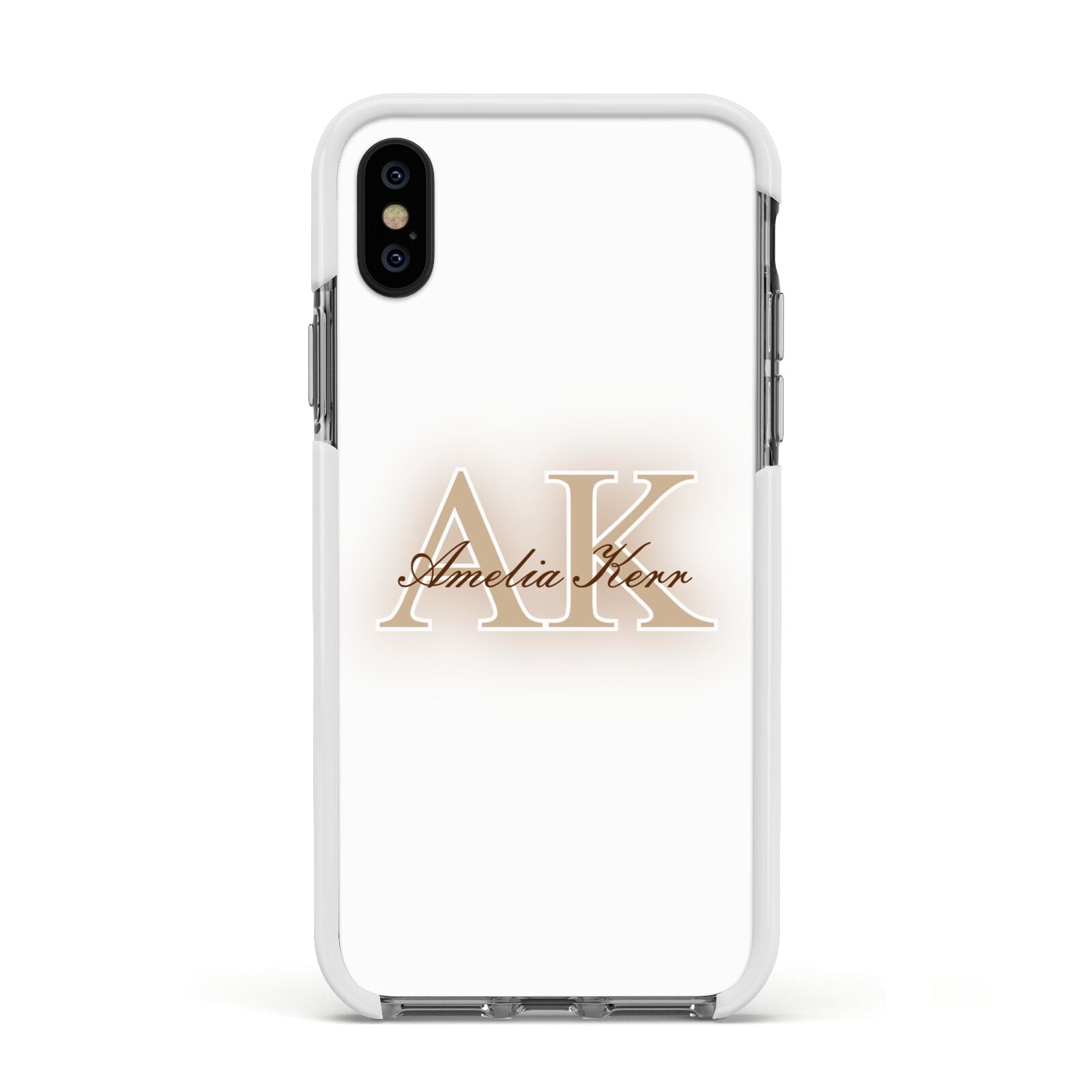 Shadow Initial Personalised Apple iPhone Xs Impact Case White Edge on Black Phone