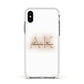 Shadow Initial Personalised Apple iPhone Xs Impact Case White Edge on Silver Phone