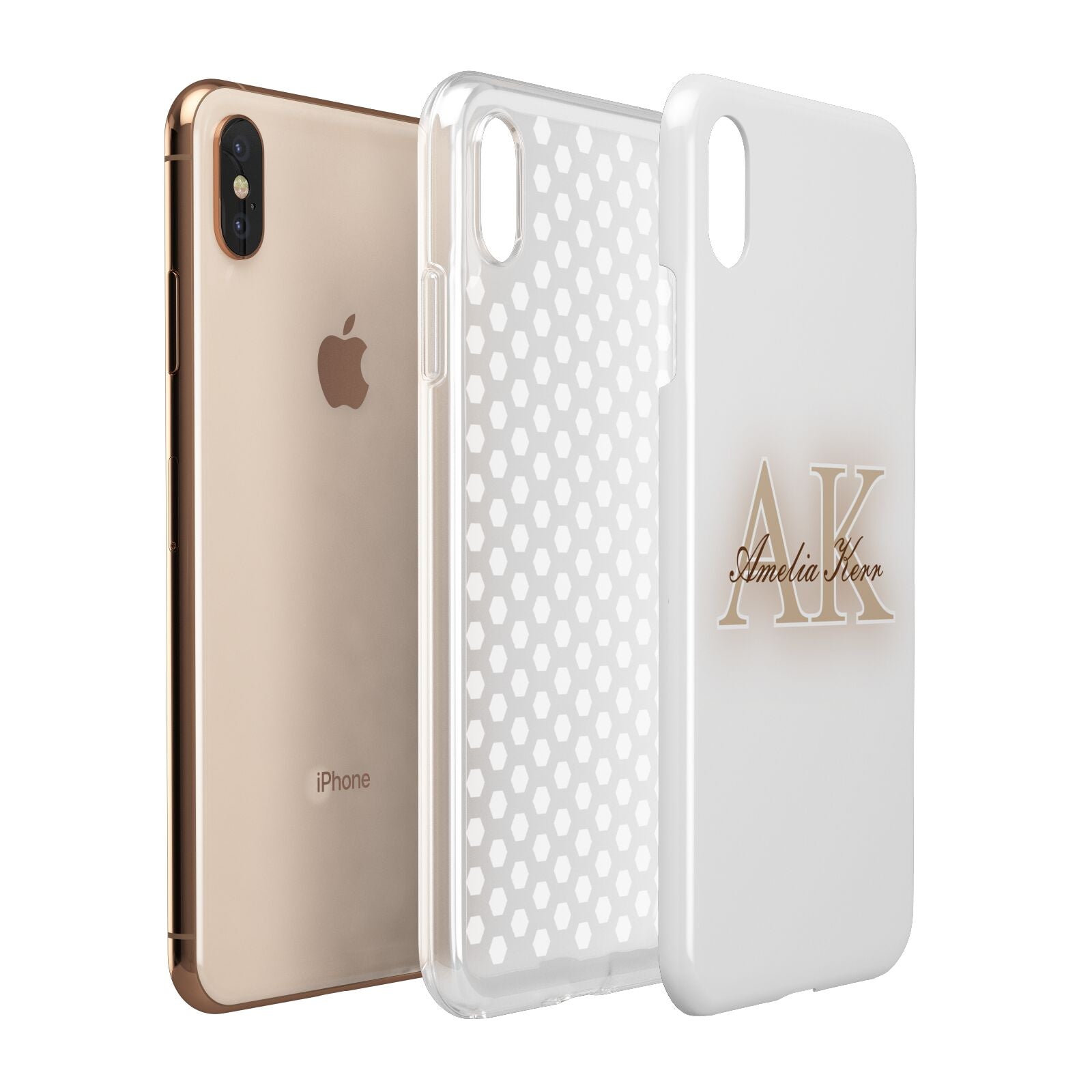 Shadow Initial Personalised Apple iPhone Xs Max 3D Tough Case Expanded View