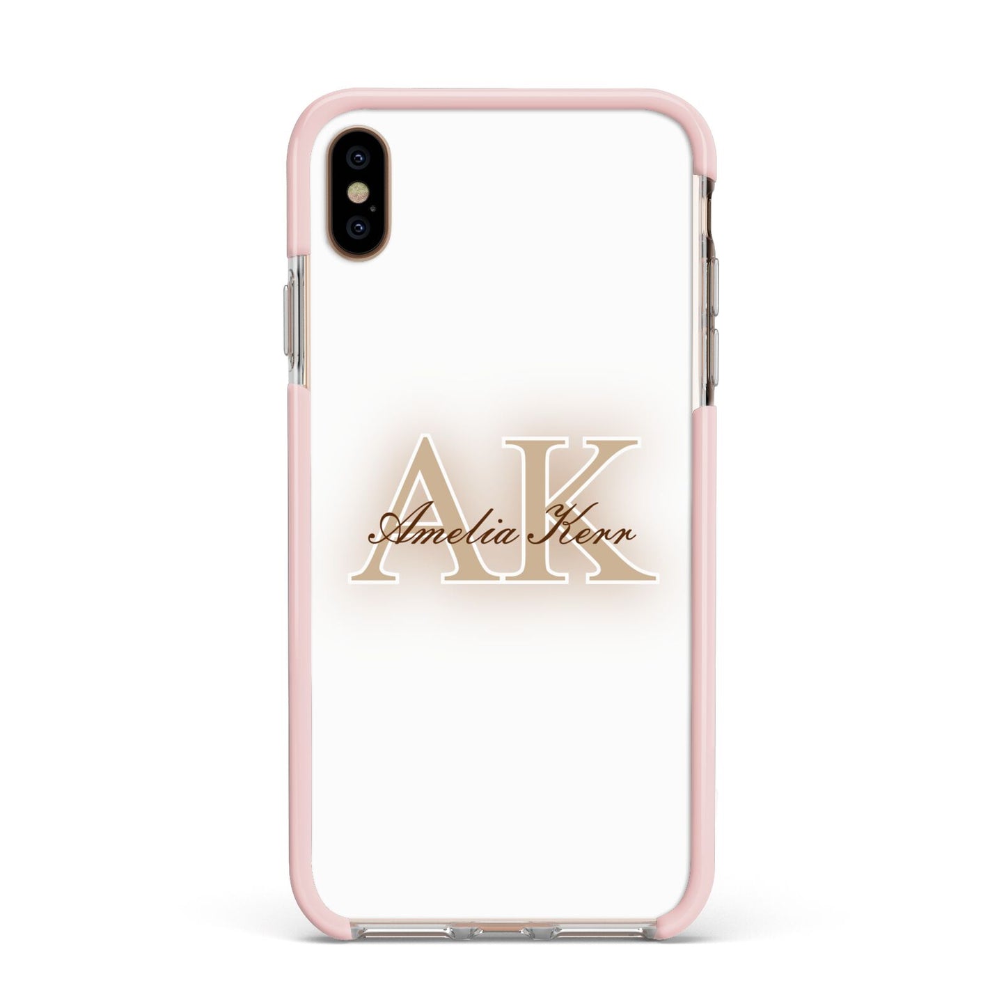 Shadow Initial Personalised Apple iPhone Xs Max Impact Case Pink Edge on Gold Phone