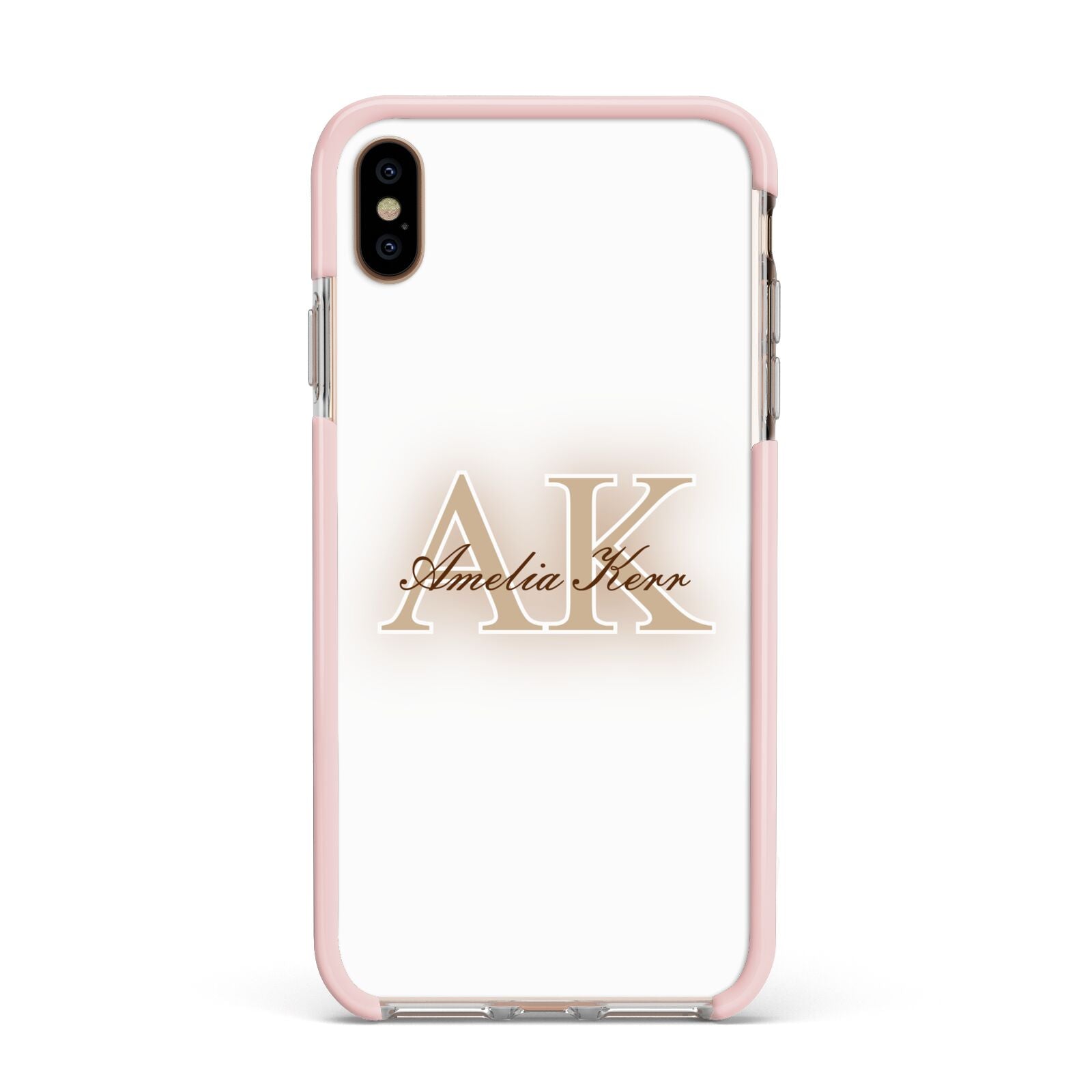 Shadow Initial Personalised Apple iPhone Xs Max Impact Case Pink Edge on Gold Phone
