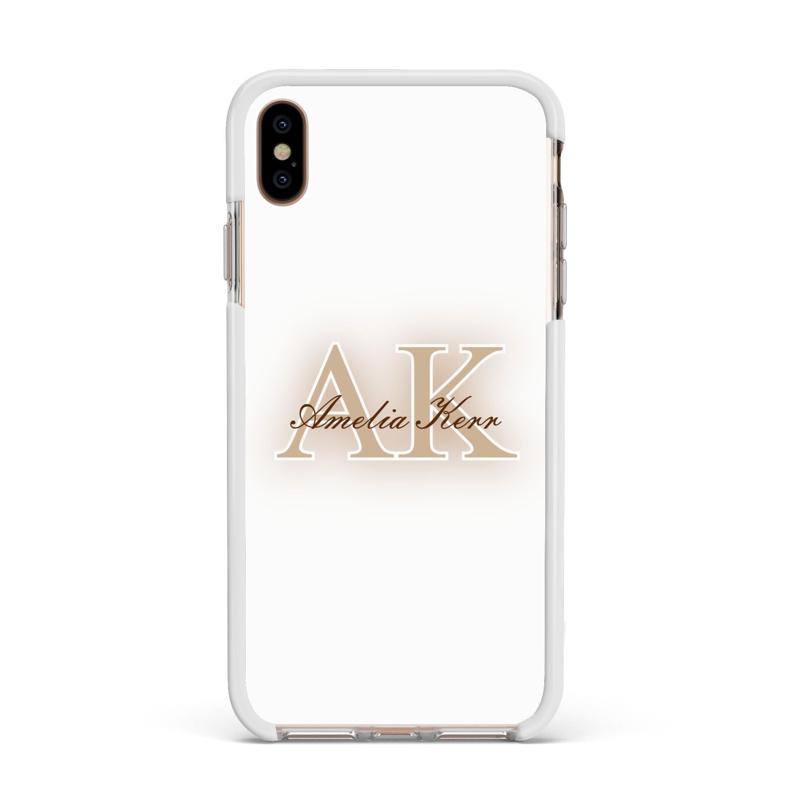 Shadow Initial Personalised Apple iPhone Xs Max Impact Case White Edge on Gold Phone