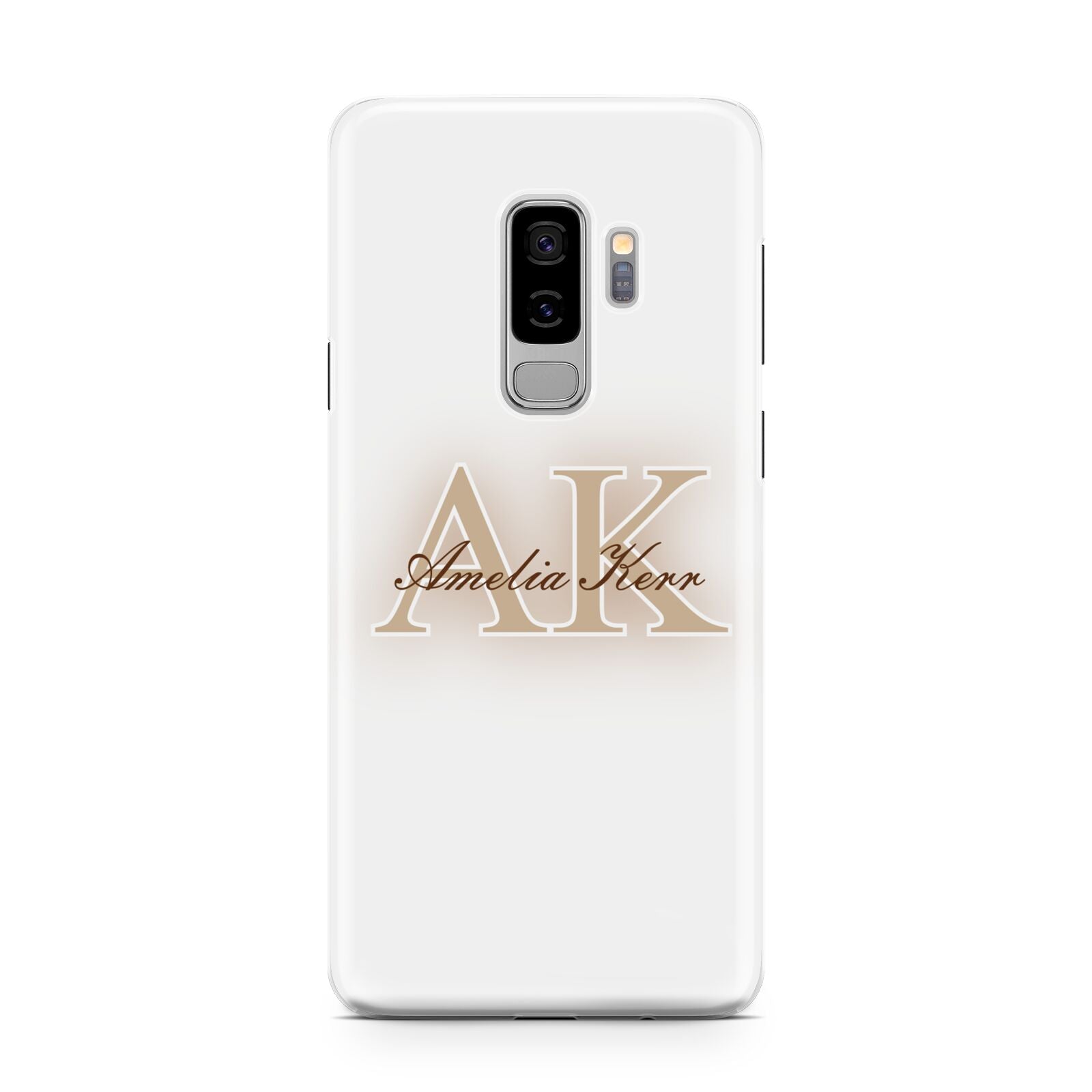 Shadow Initial Personalised Samsung Galaxy S9 Plus Case on Silver phone