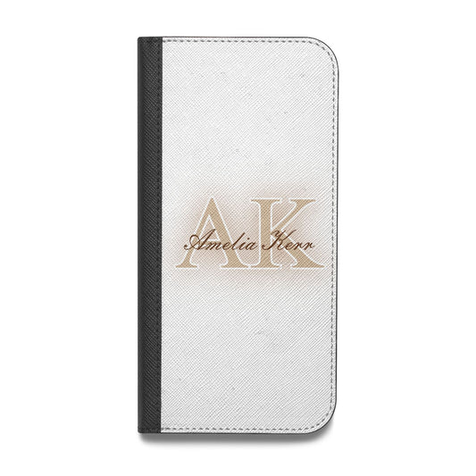 Shadow Initial Personalised Vegan Leather Flip iPhone Case