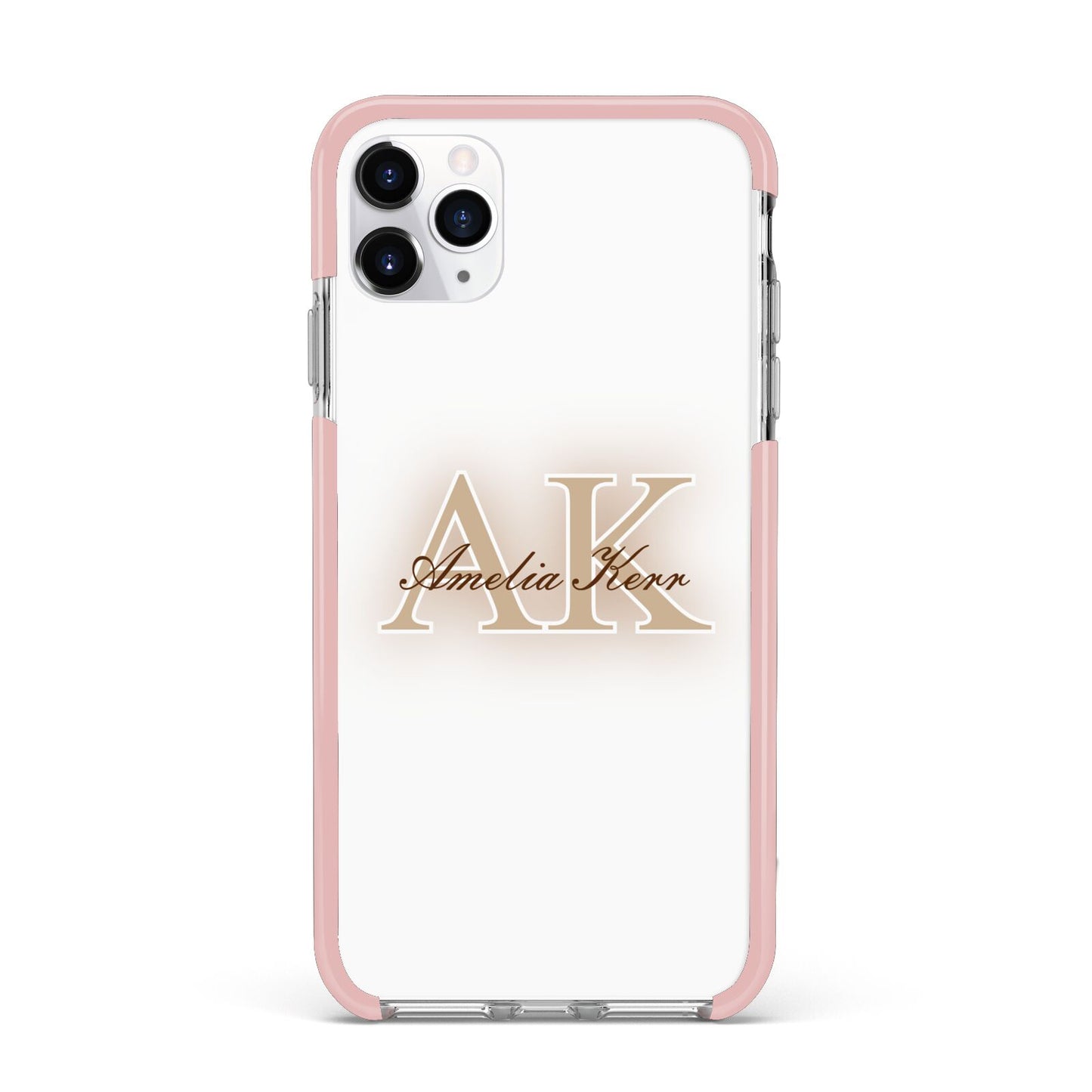 Shadow Initial Personalised iPhone 11 Pro Max Impact Pink Edge Case