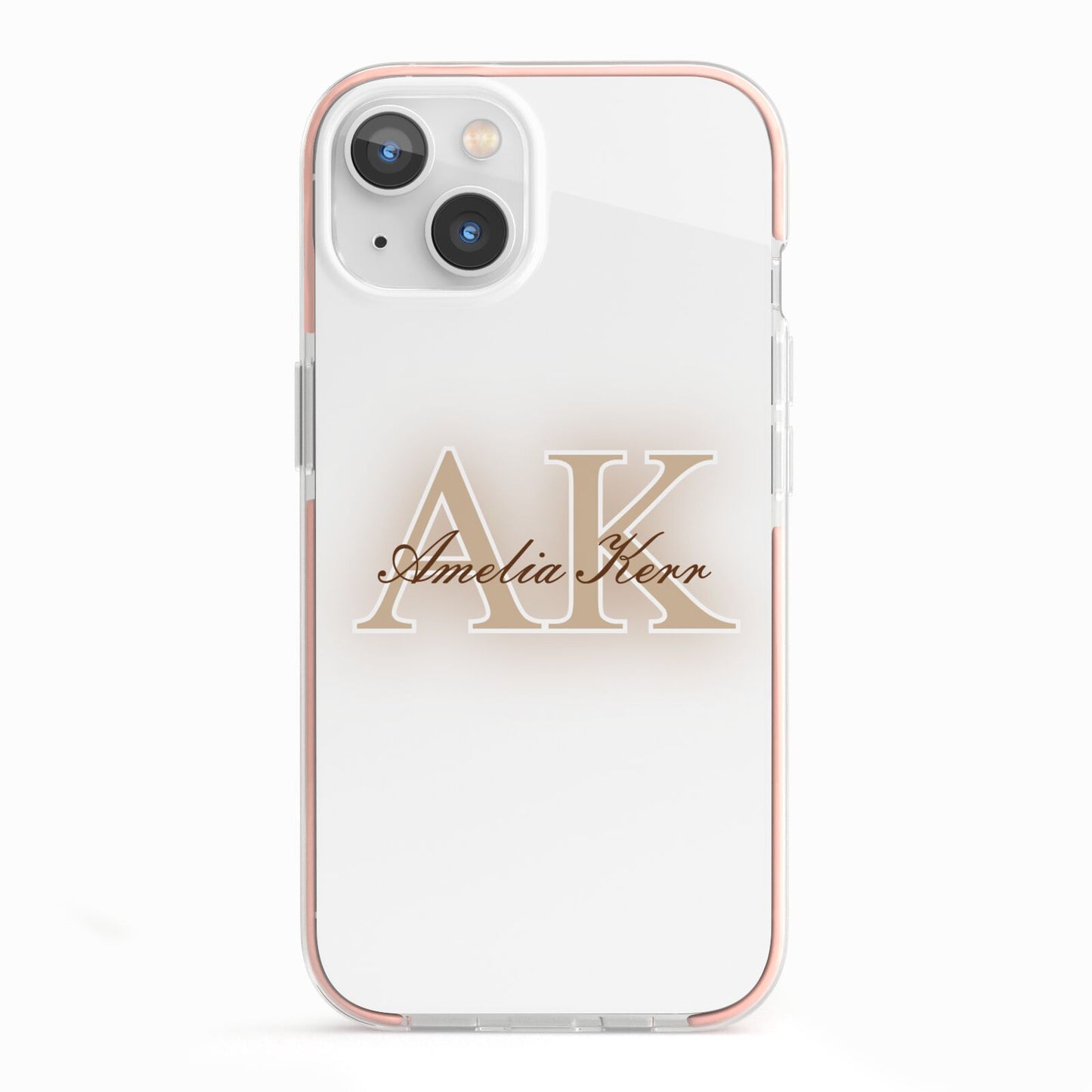 Shadow Initial Personalised iPhone 13 TPU Impact Case with Pink Edges