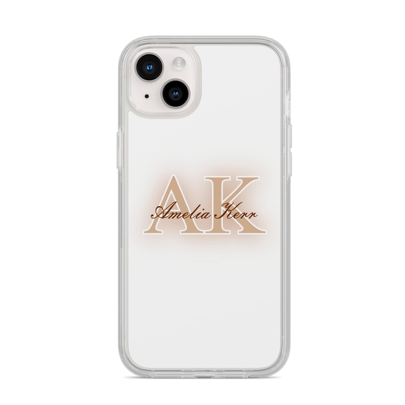 Shadow Initial Personalised iPhone 14 Plus Clear Tough Case Starlight