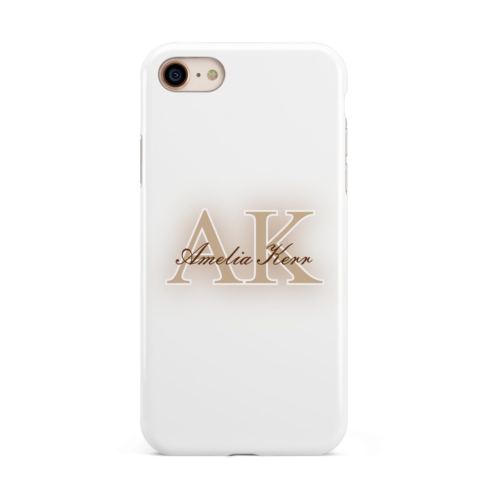 Shadow Initial Personalised iPhone 8 3D Tough Case on Gold Phone